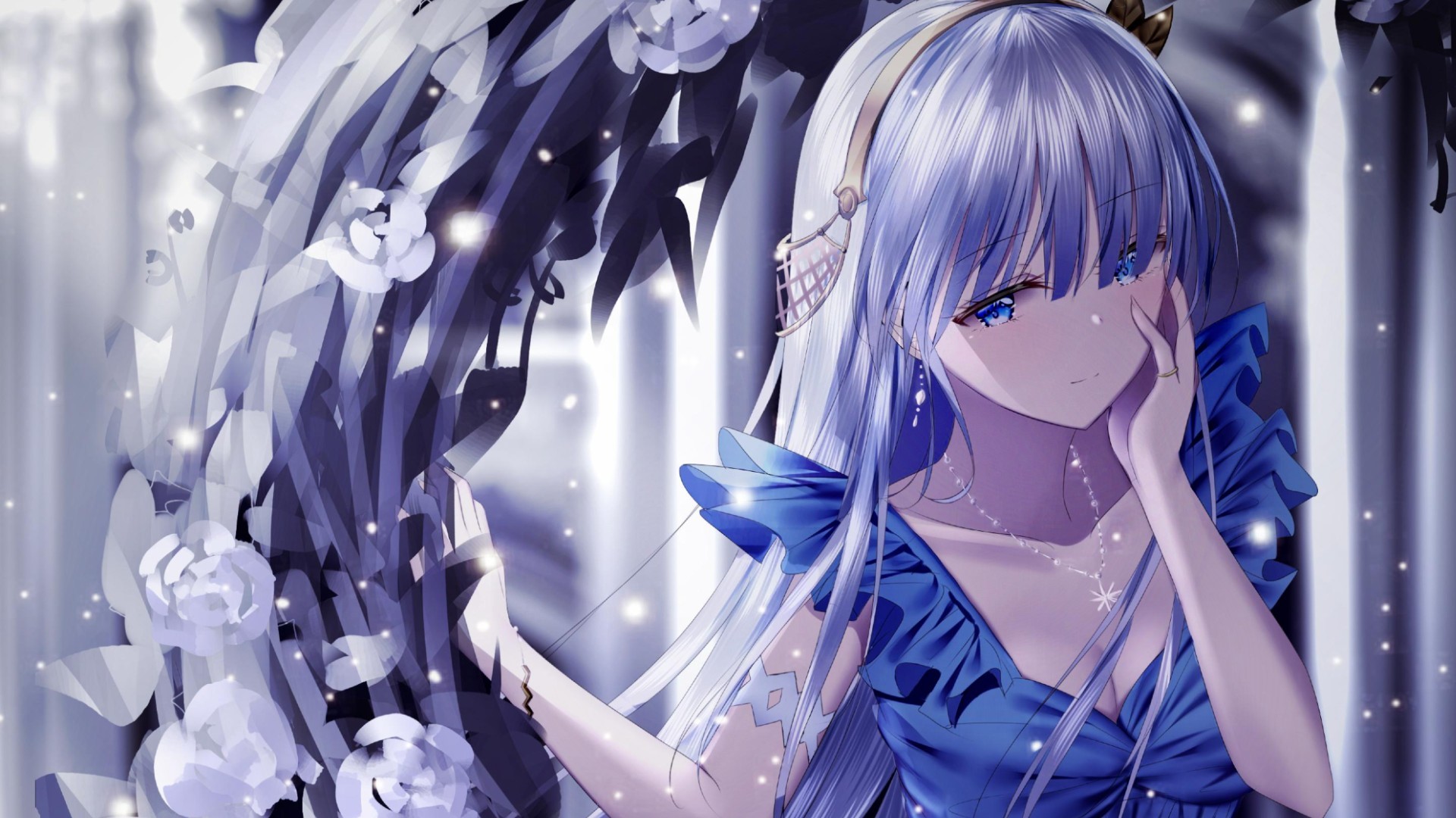 Wallpaper / anime girls, long hair, anime, blue eyes, fantasy girl free download