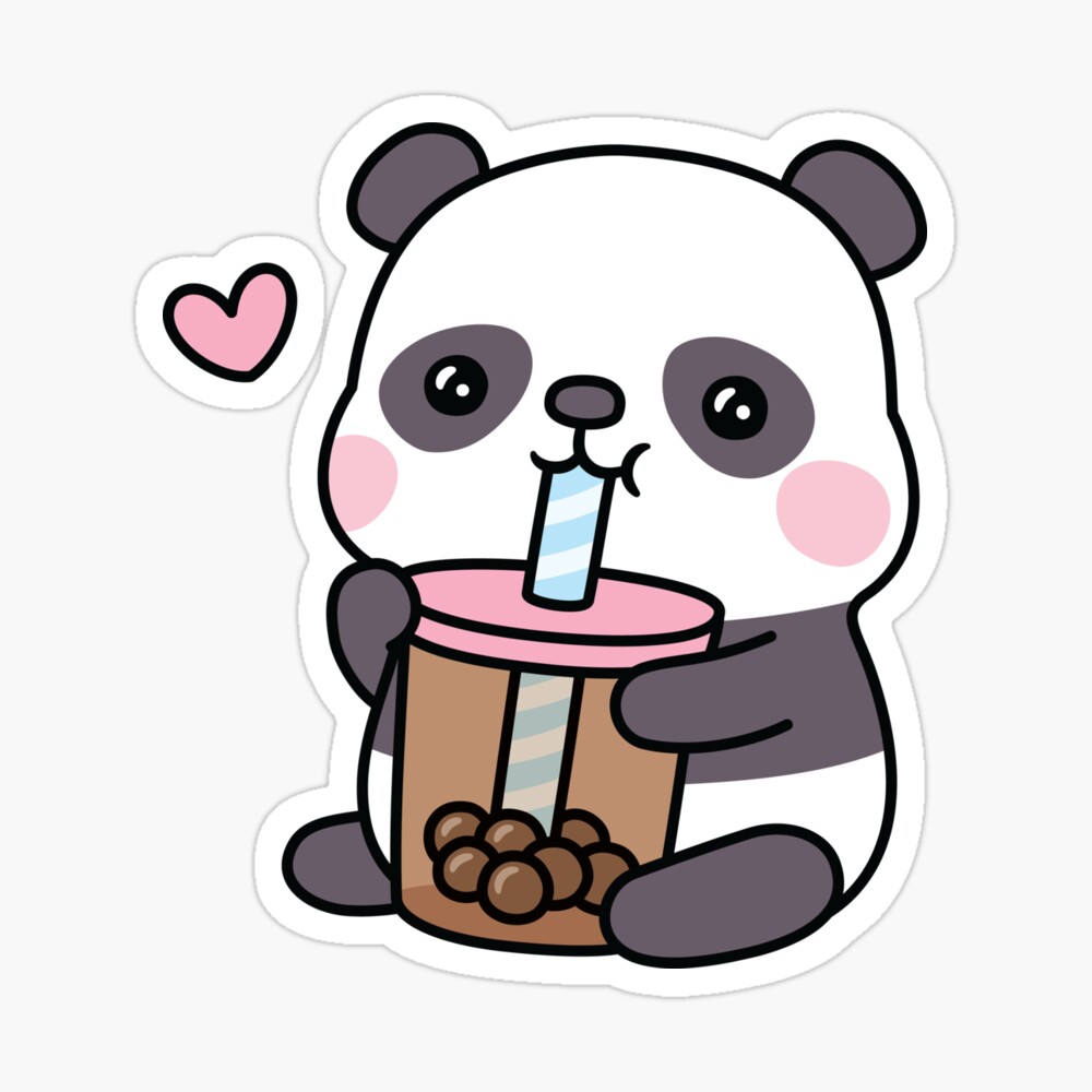 Cute Little Panda Loves Bubble Tea Poster