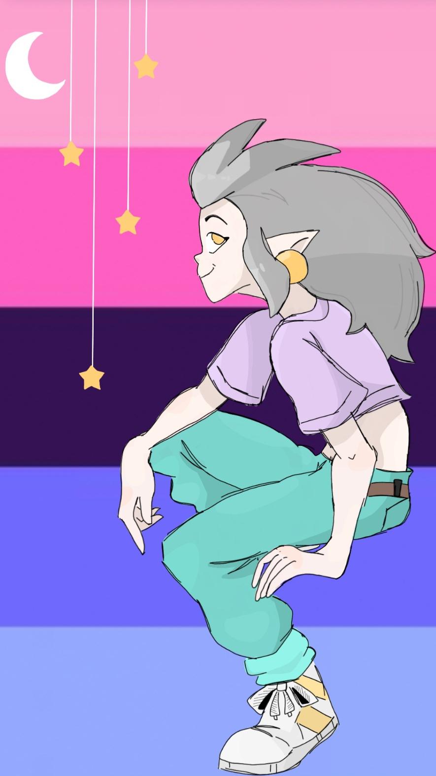 Part 3 of me drawing LGBT+ characters a wallpaper thingy: Eda (+omni flag as requested)