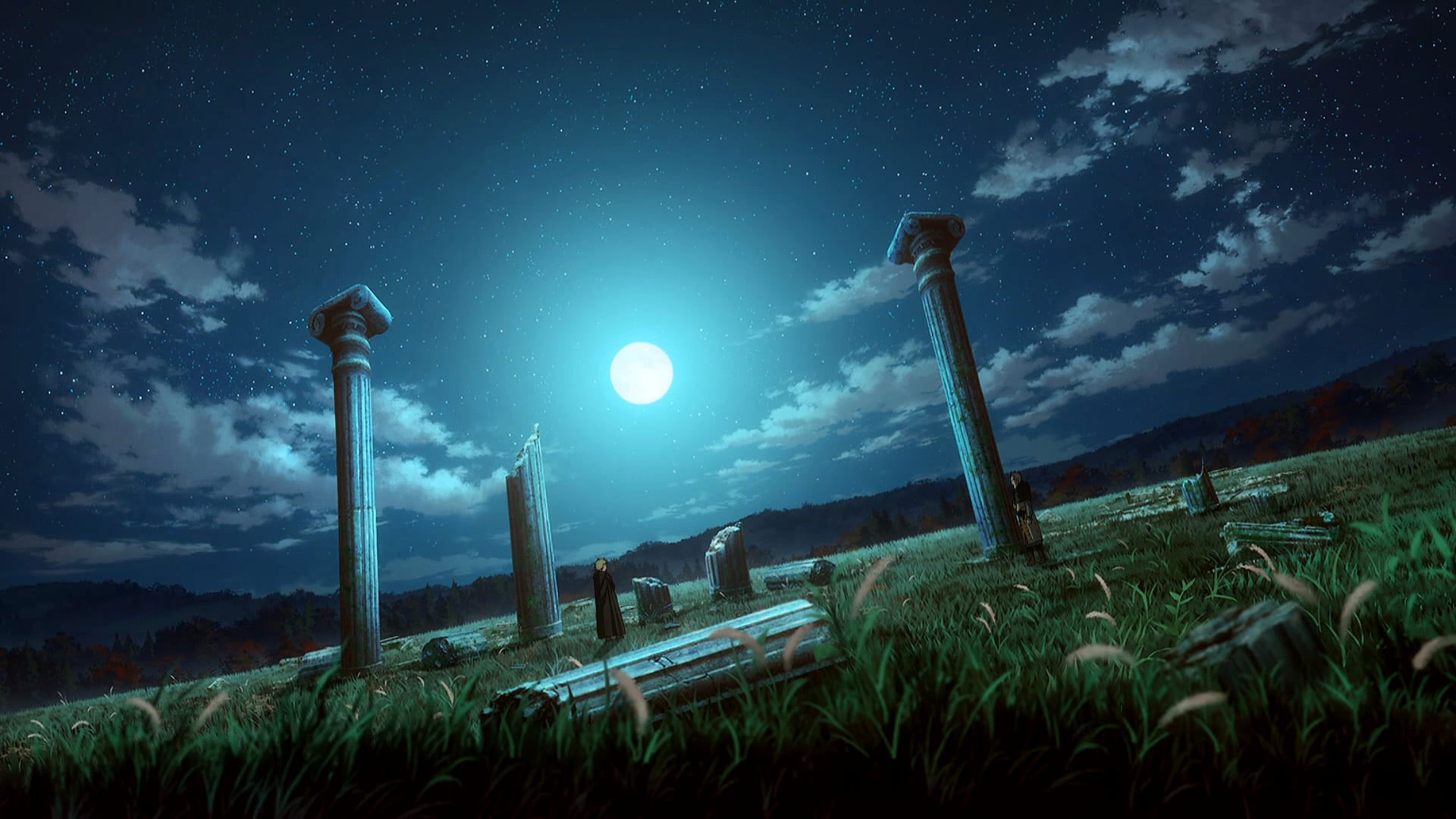 Wallpaper Vinland Saga, Landscape, Ruins, Night