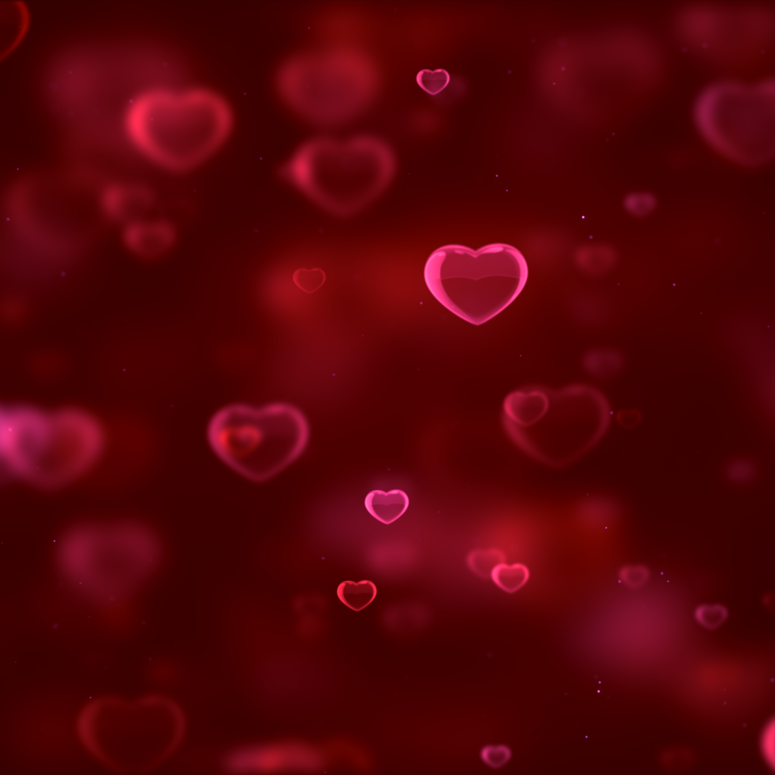 Red hearts Wallpaper 4K, Bokeh, Red background, Abstract