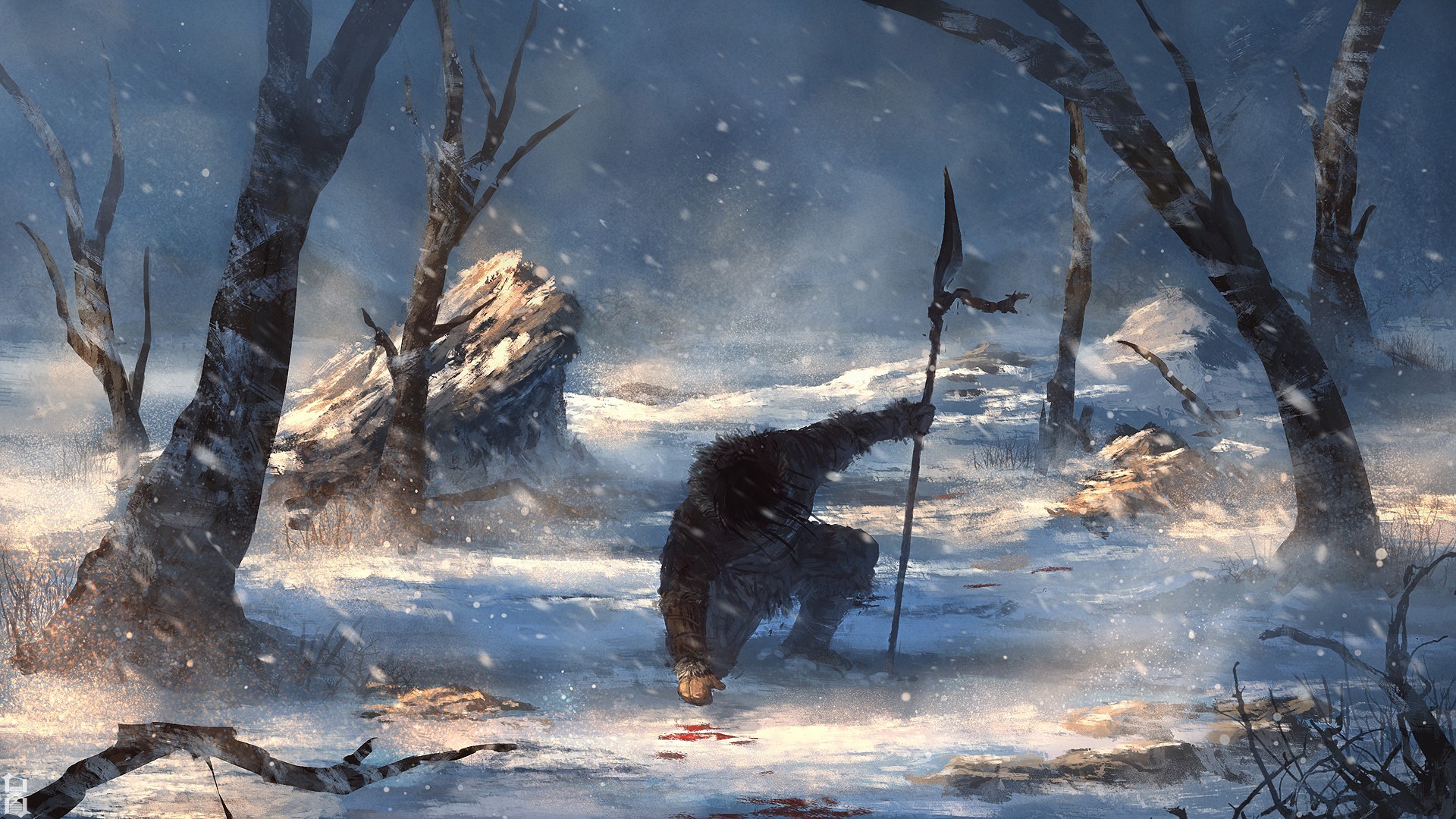 1920x1080 fantasy art warrior spear winter wallpaper JPG 654 kB Gallery HD Wallpaper
