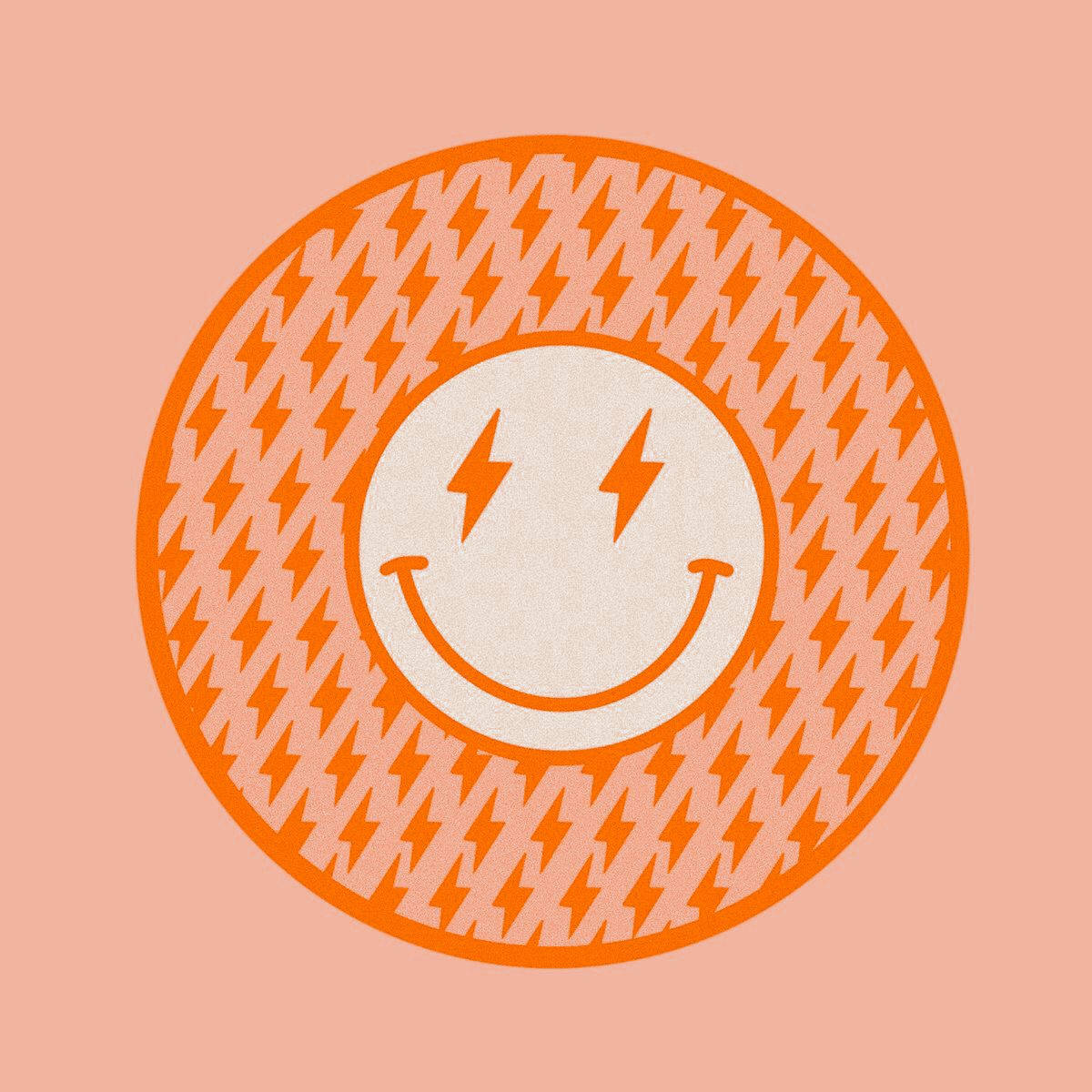 Download Preppy Smiley Face Orange Lightning Wallpaper