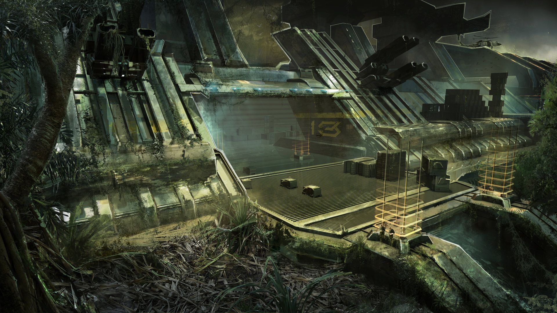 Secret Base 13 Jungle, Gaelle Marco. Sci Fi Landscape, Sci Fi Architecture, Jungle