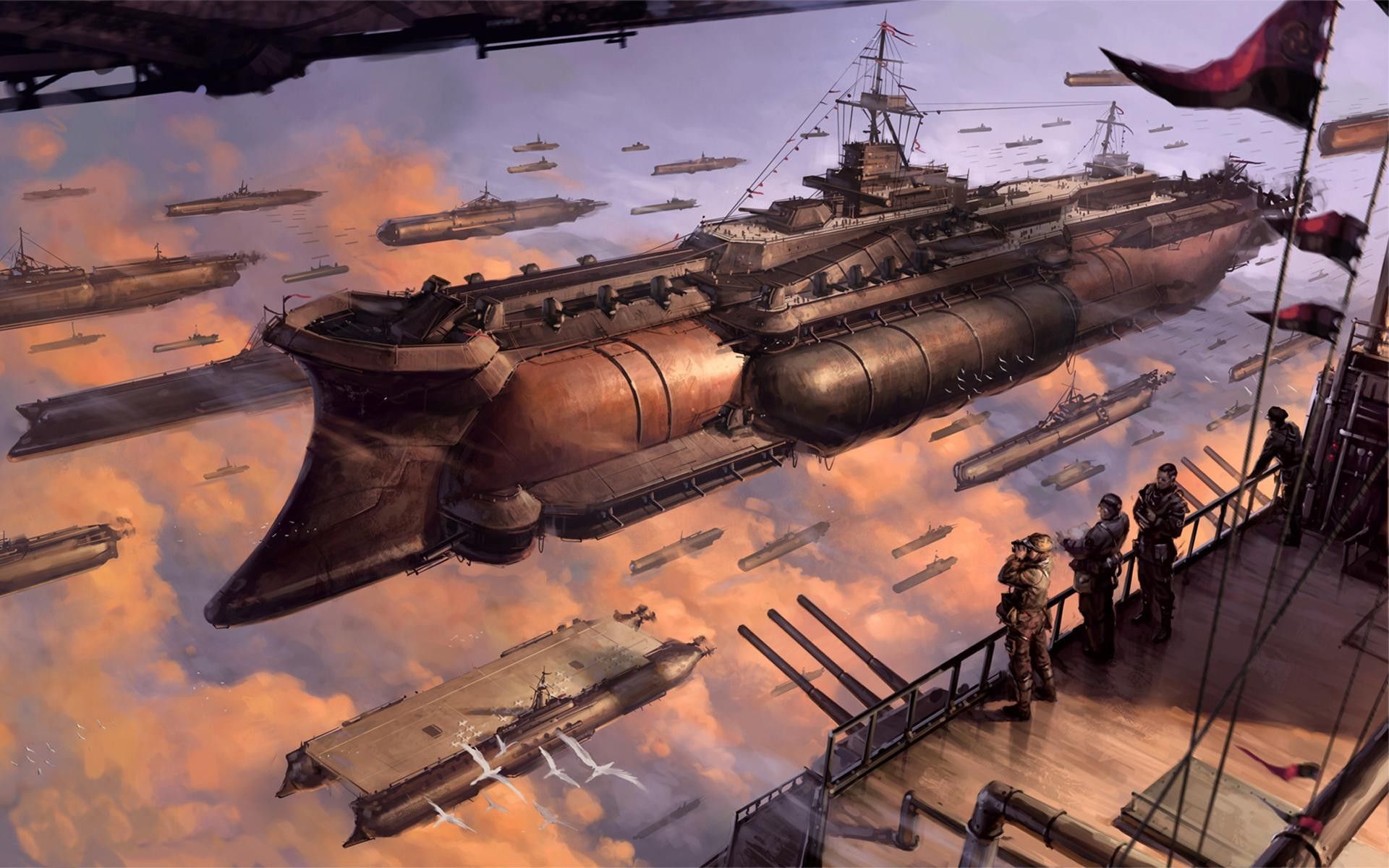 Steampunk flying ships Wallpaper. Steampunk wallpaper, Flying ship, Airship