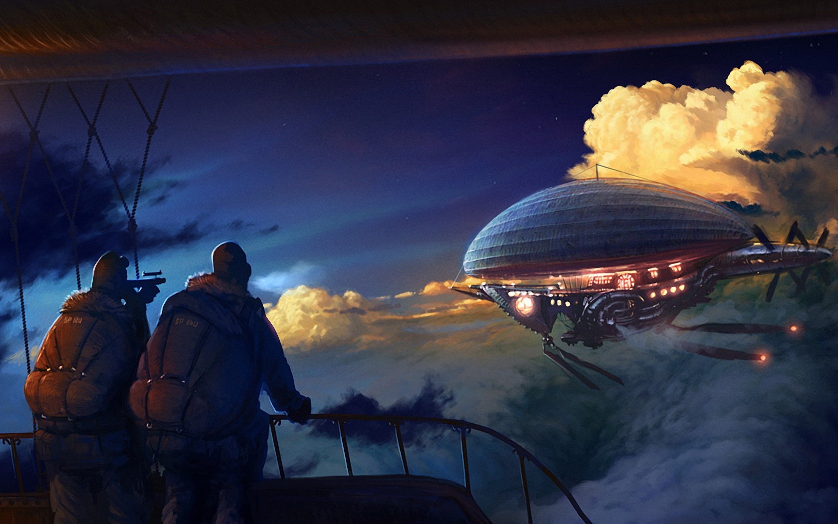 The pursuit of a flying ship Desktop wallpaper 1024x768