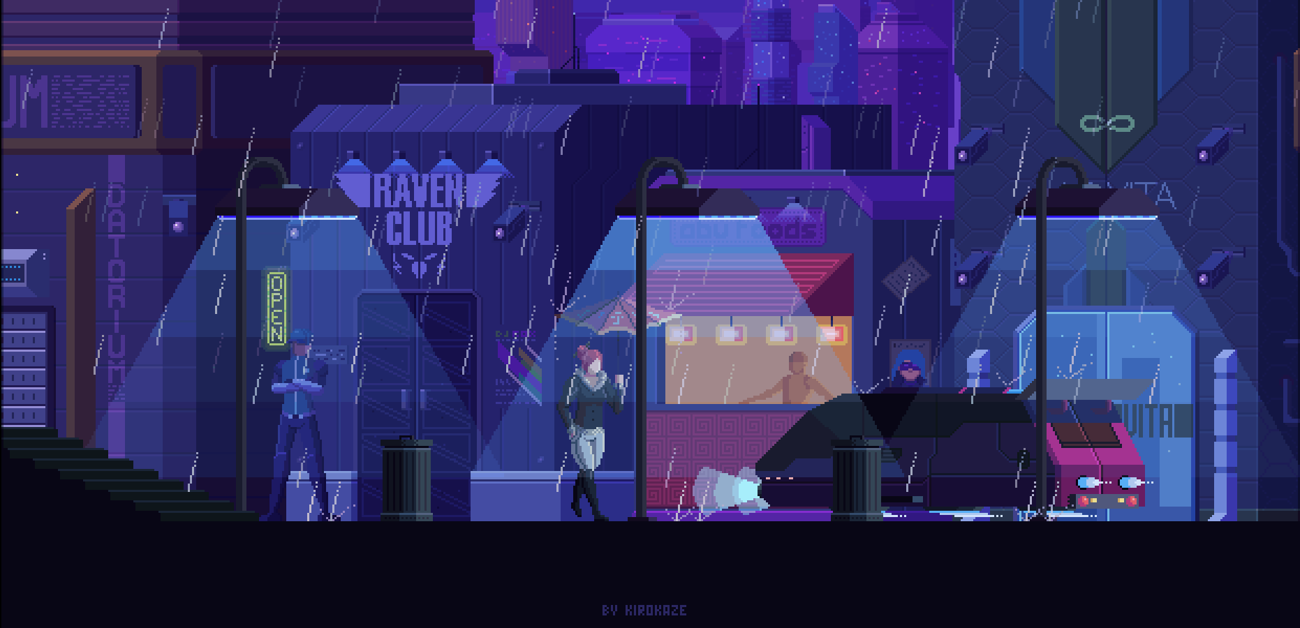 2D Pixel Art CYBERPUNK Backgrounds, 2D Building