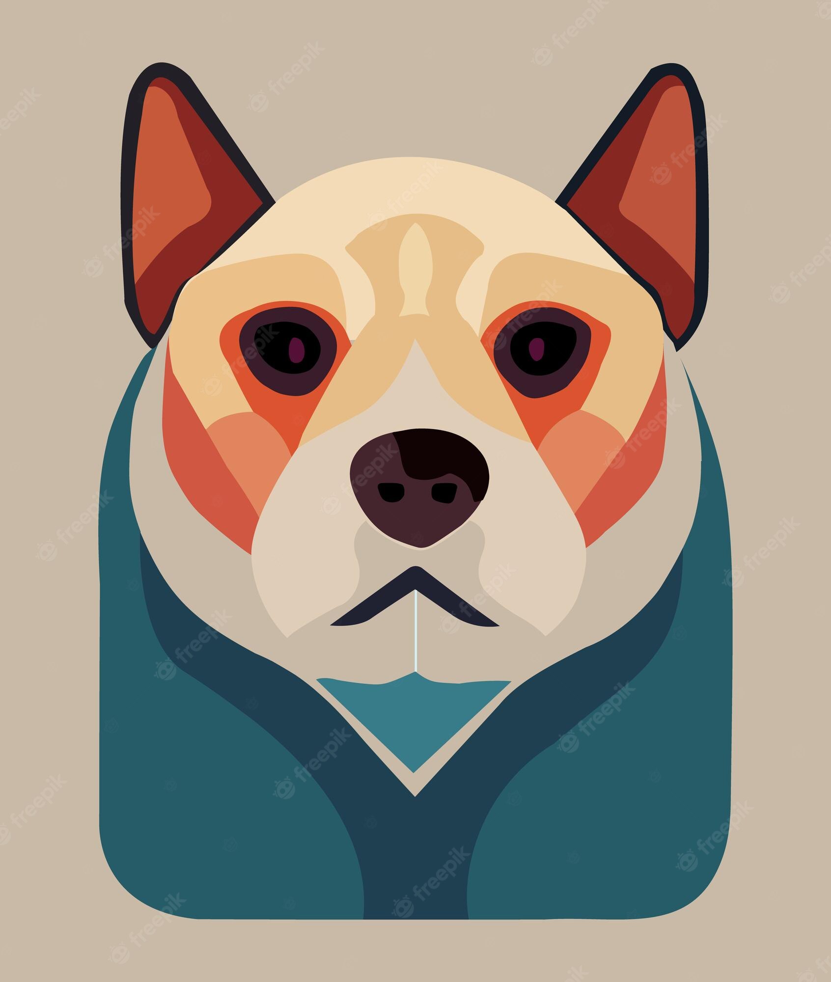 Premium Vector. Portrait of a cartoon style dog. flat design cute dog drawing. poster, sticker, wallpaper design