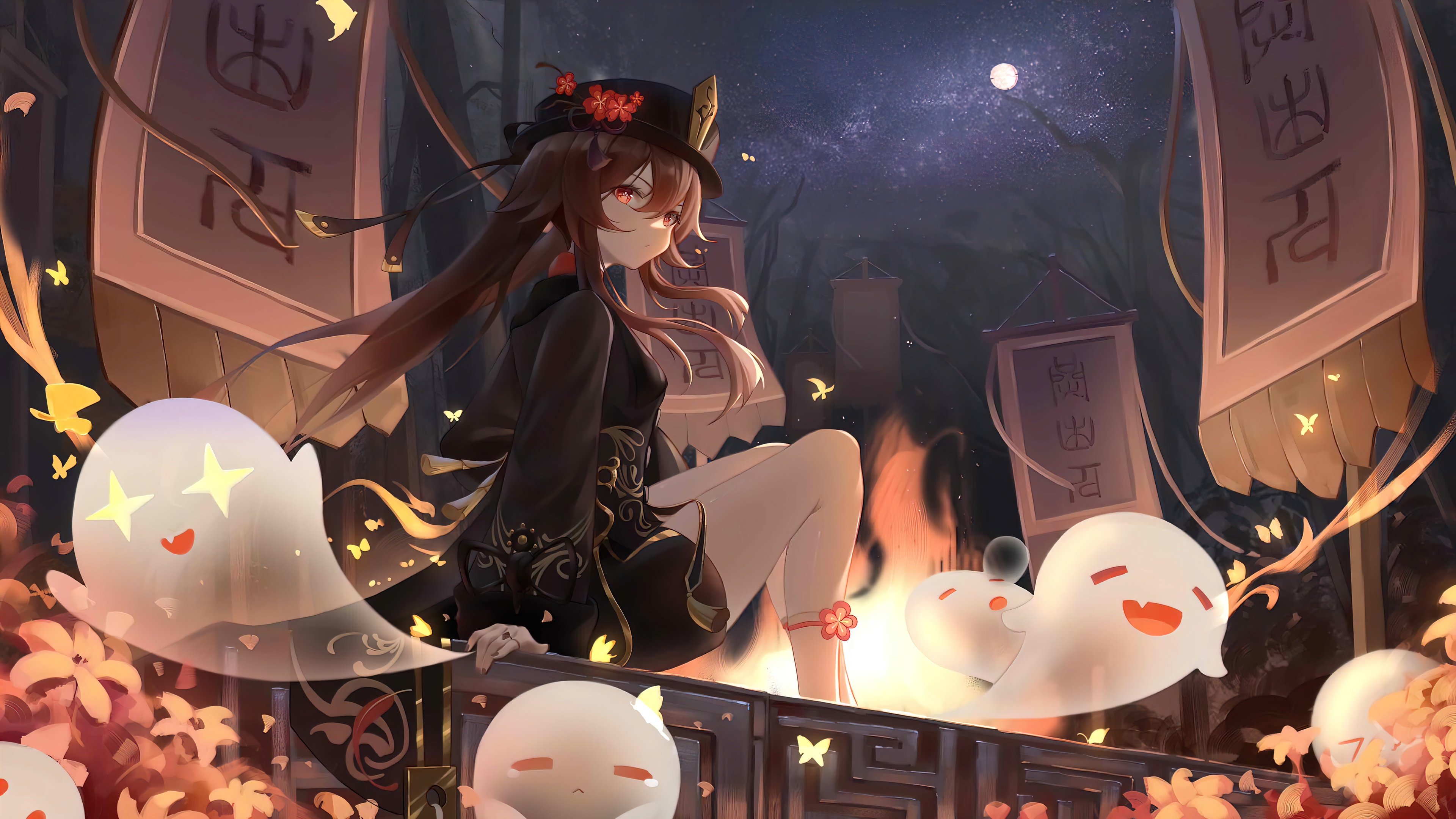 hu tao, ghost, genshin impact, 4k, pc Gallery HD Wallpaper