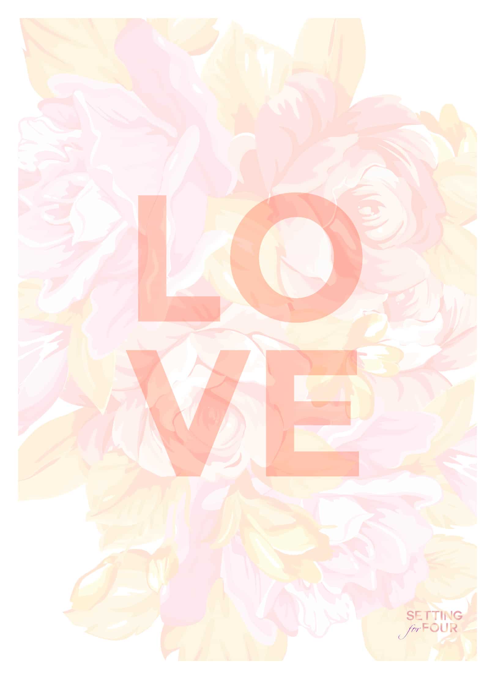 FREE Floral iPhone, iPad Wallpaper and Printable Art for Four