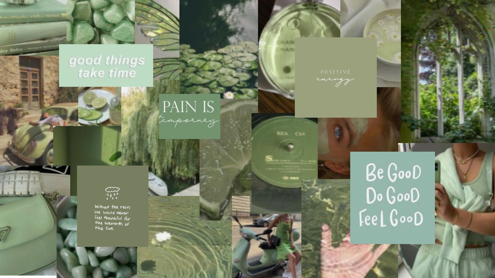 Aesthetic Green Mood Board Laptop Wallpaper. Laptop wallpaper, Mint green wallpaper, Green aesthetic