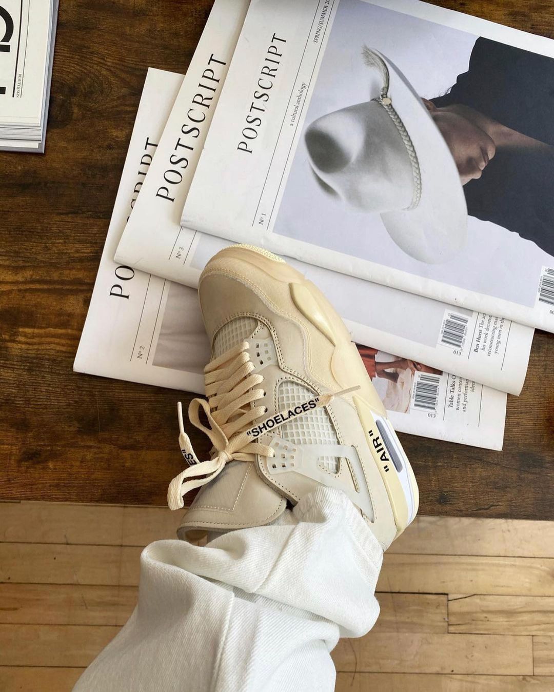 Top Secret's Instagram Post: “Jordan 4 Retro Off White Sail ✨. Nike Fashion Shoes, Off White Jordan 4 Sail Outfit, Womens Shoes Sneakers