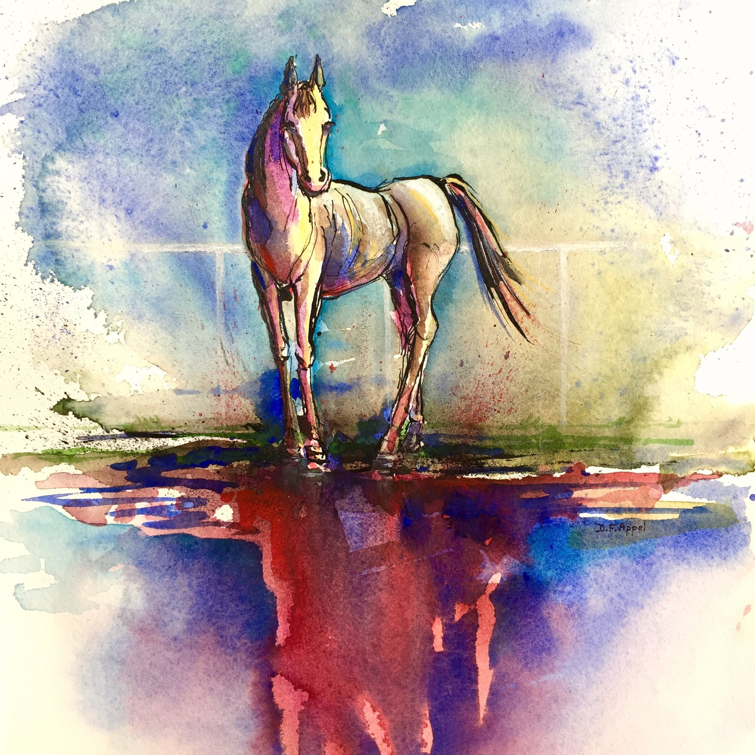 Thoroughbred Horse Watercolor Painting Horse Watercolor