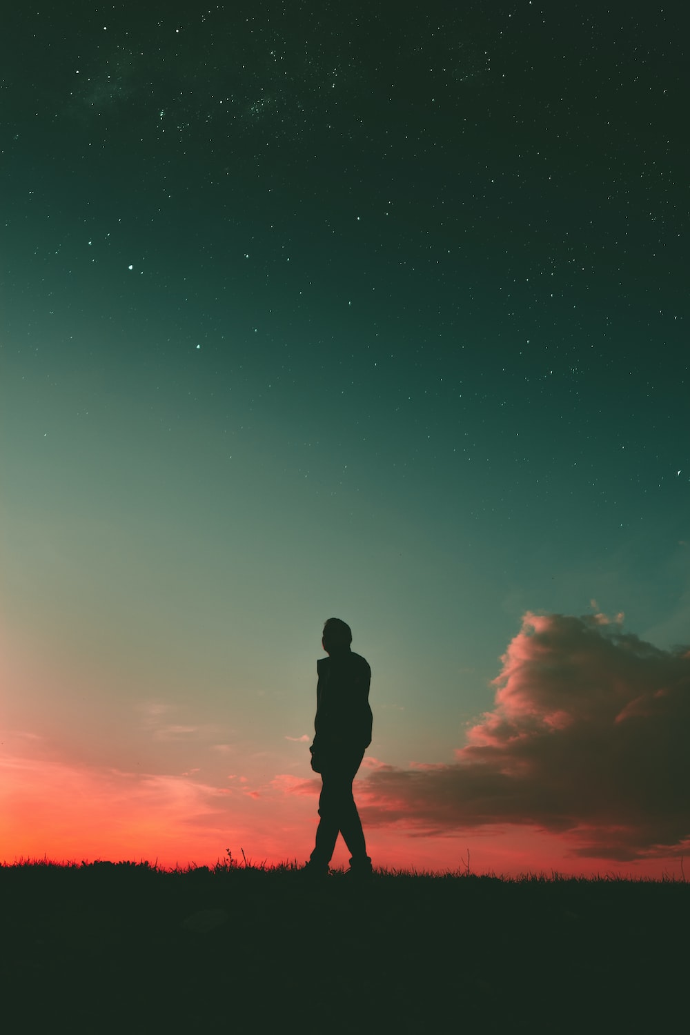 silhouette of man during sunset photo