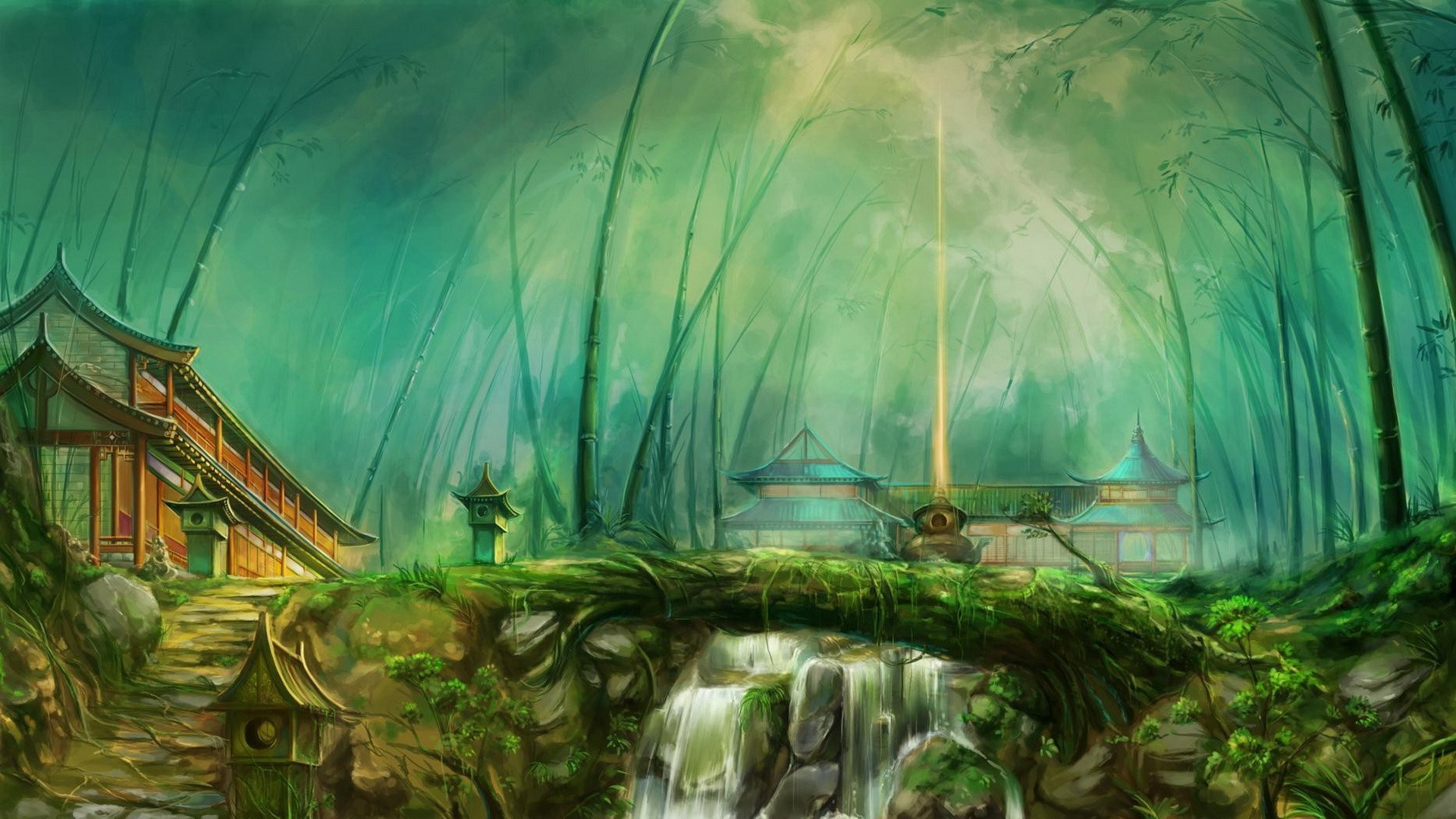 1920x1080 fantasy art forest temple river wallpaper JPG 447 kB Gallery HD Wallpaper