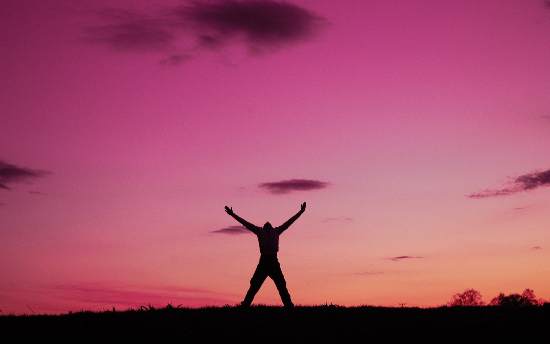 Sunset man sunrise silhouette freedom emotions wallpaperx1200