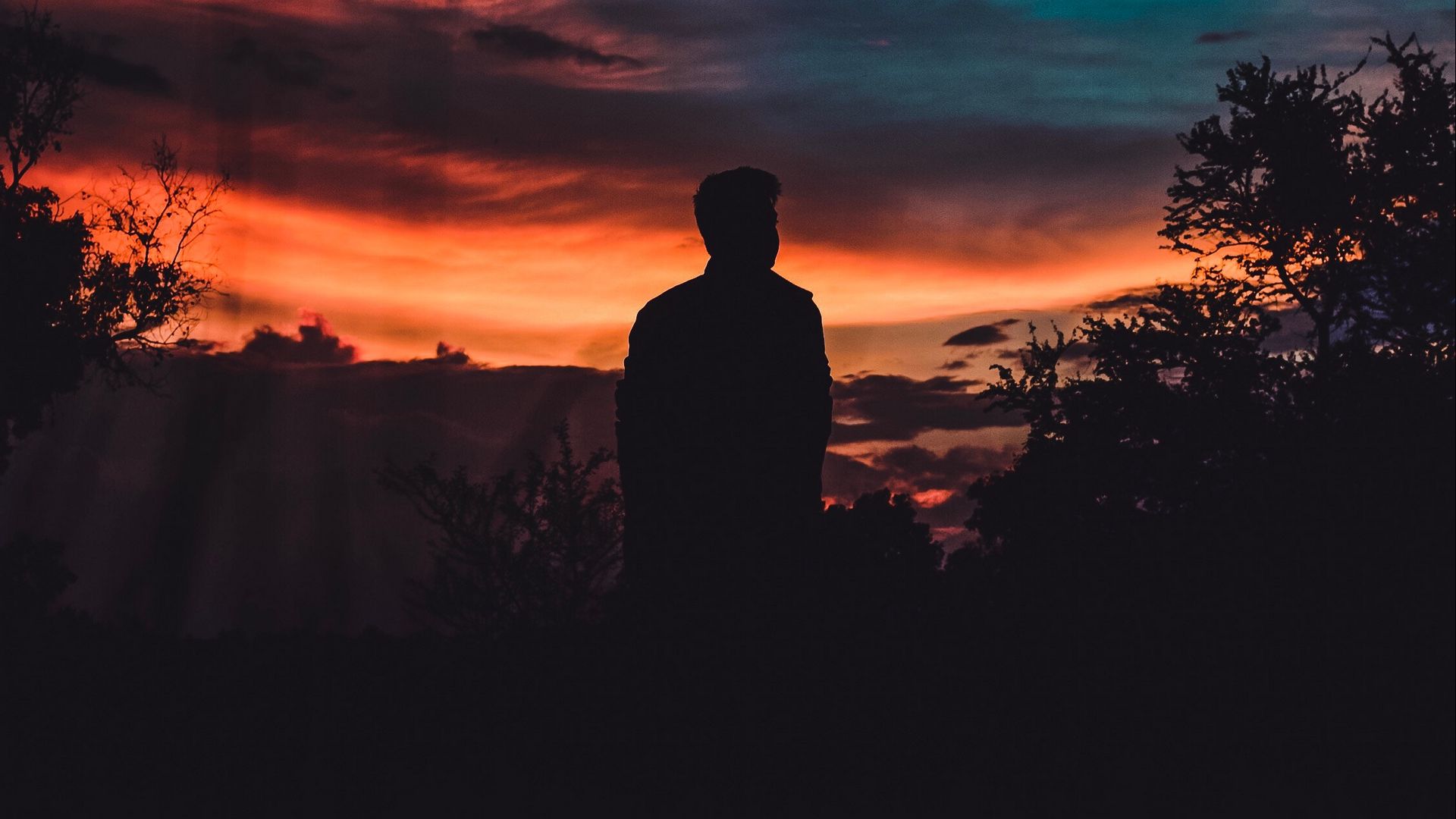 Silhouette, Man, Sky, Sunset Wallpaper Free Download