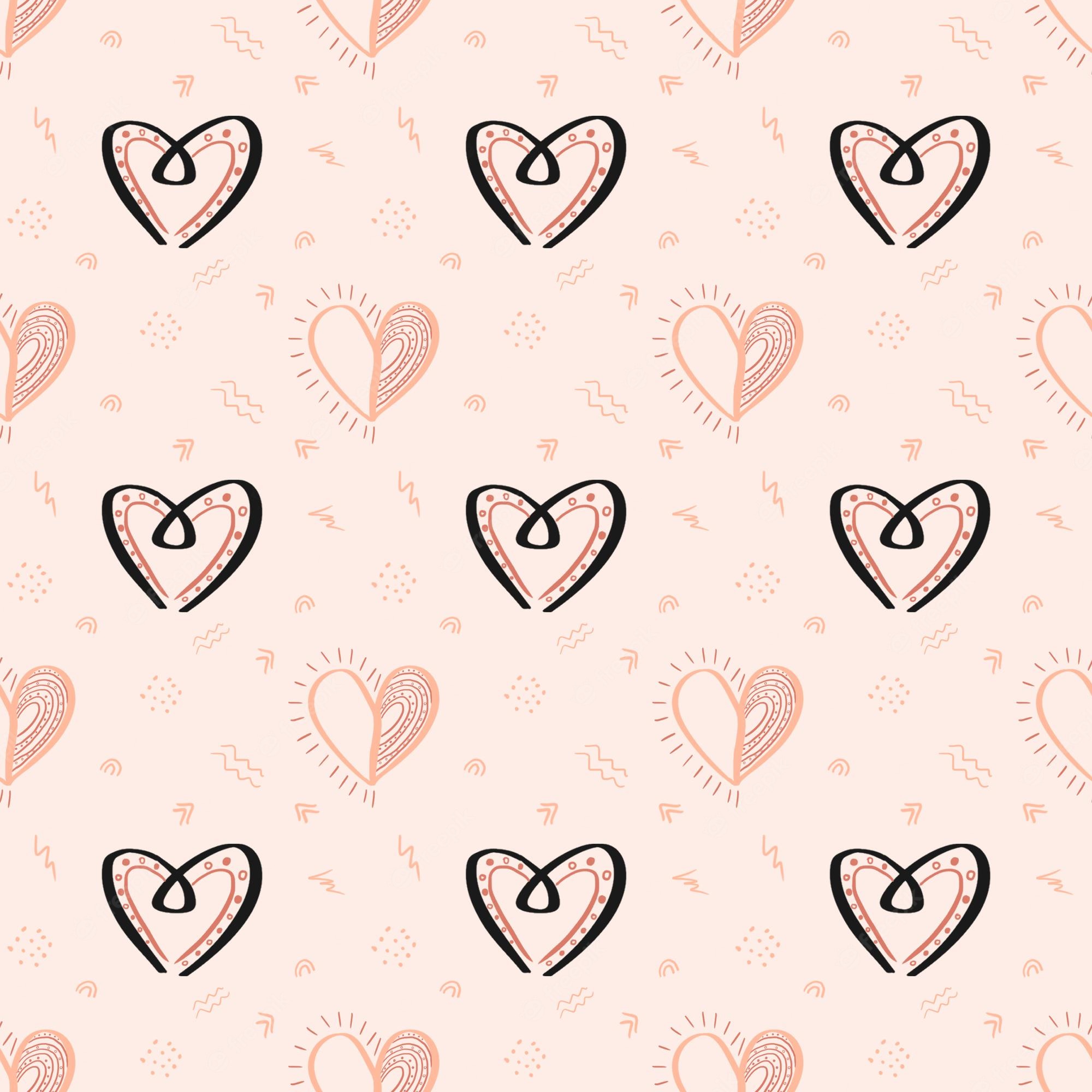 Premium Photo. Hand drawn seamless pattern for valentines day on pink background. can be used for wallpaper, pattern fills, web page background, surface textures