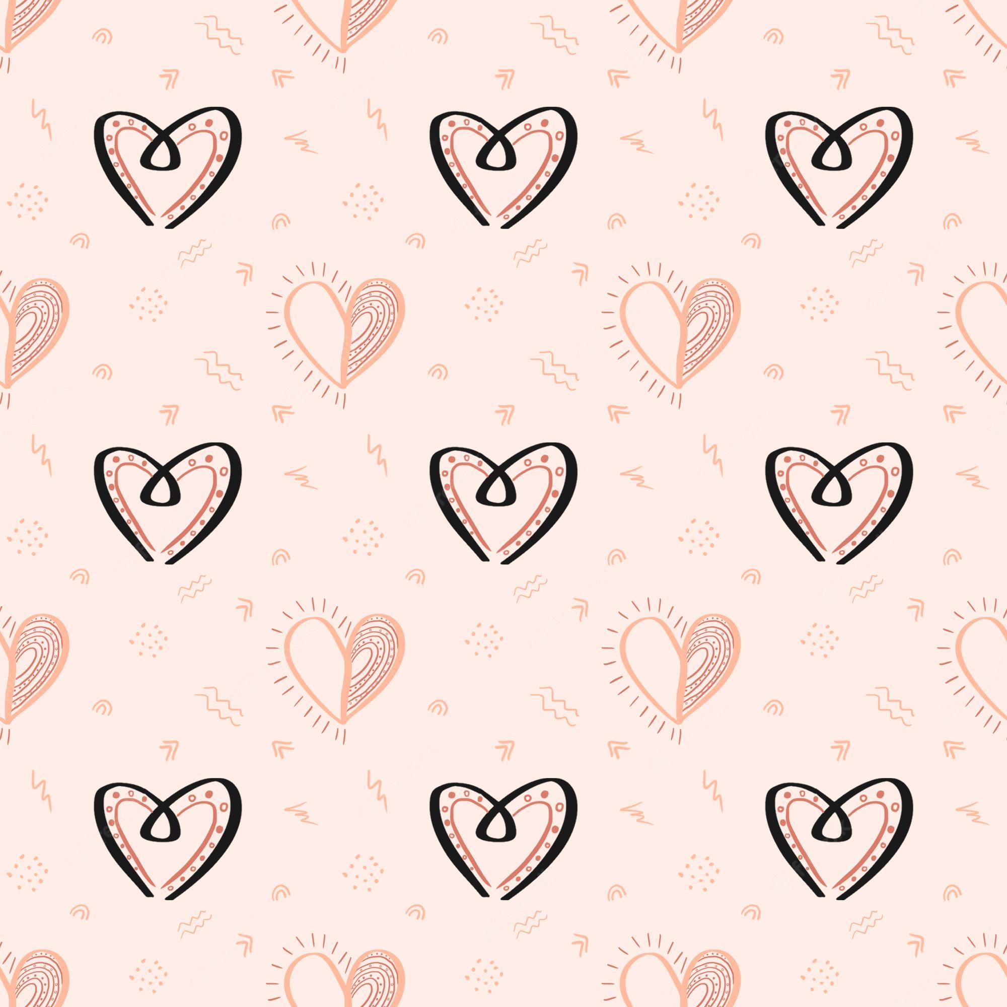 Premium Photo. Hand drawn seamless pattern for valentines day on pink background. can be used for wallpaper, pattern fills, web page background, surface textures