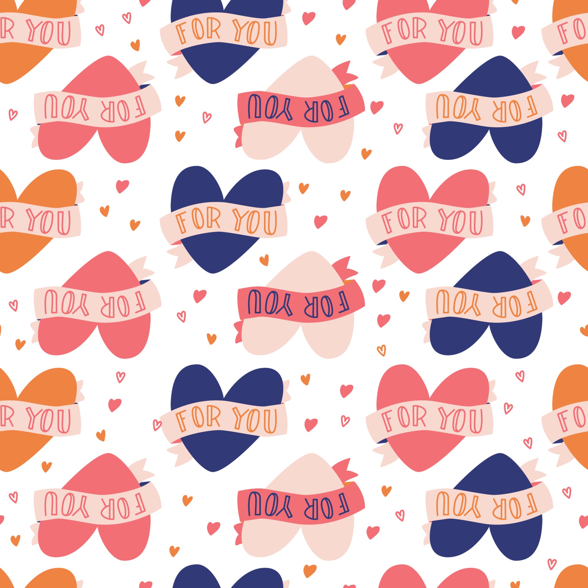 Seamless pattern with big collection of love objects and symbols for Happy Valentines day. Colorful flat illustration