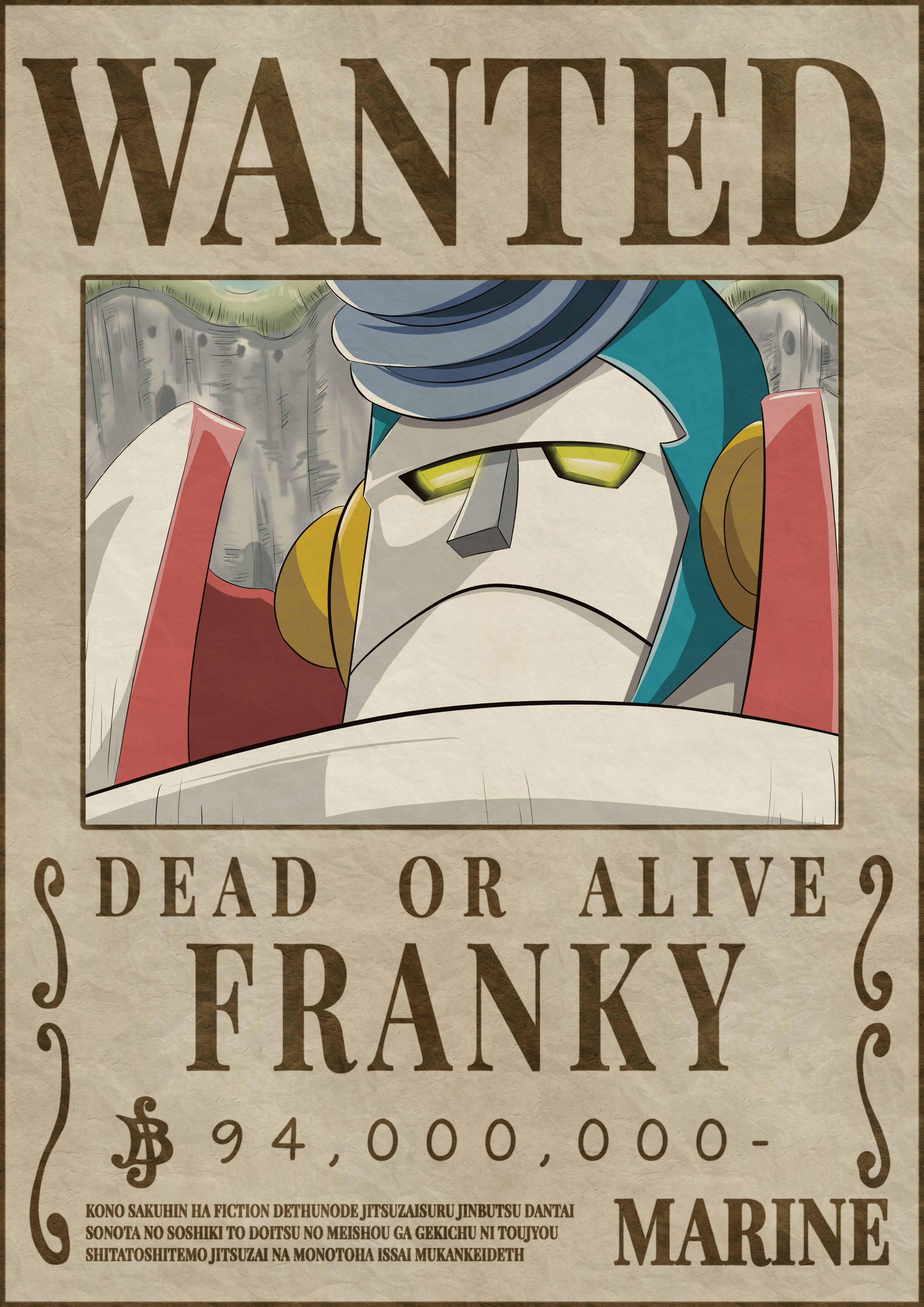 FRANKY bounty wanted poster one piece. One piece comic, One piece manga, One piece bounties