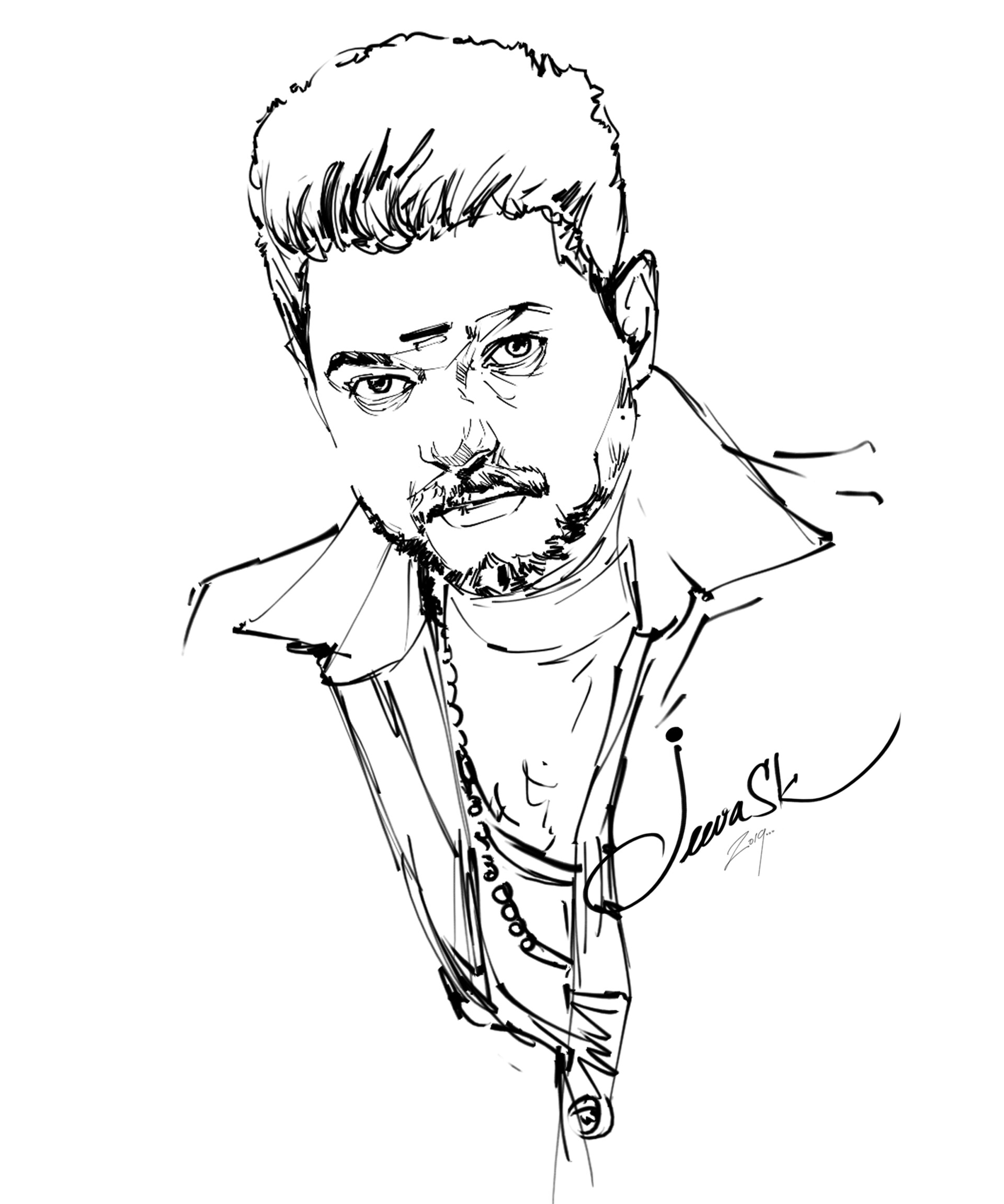 Vijay'sketch from his film Theri Drawing by Rupali Joshi - Fine Art America
