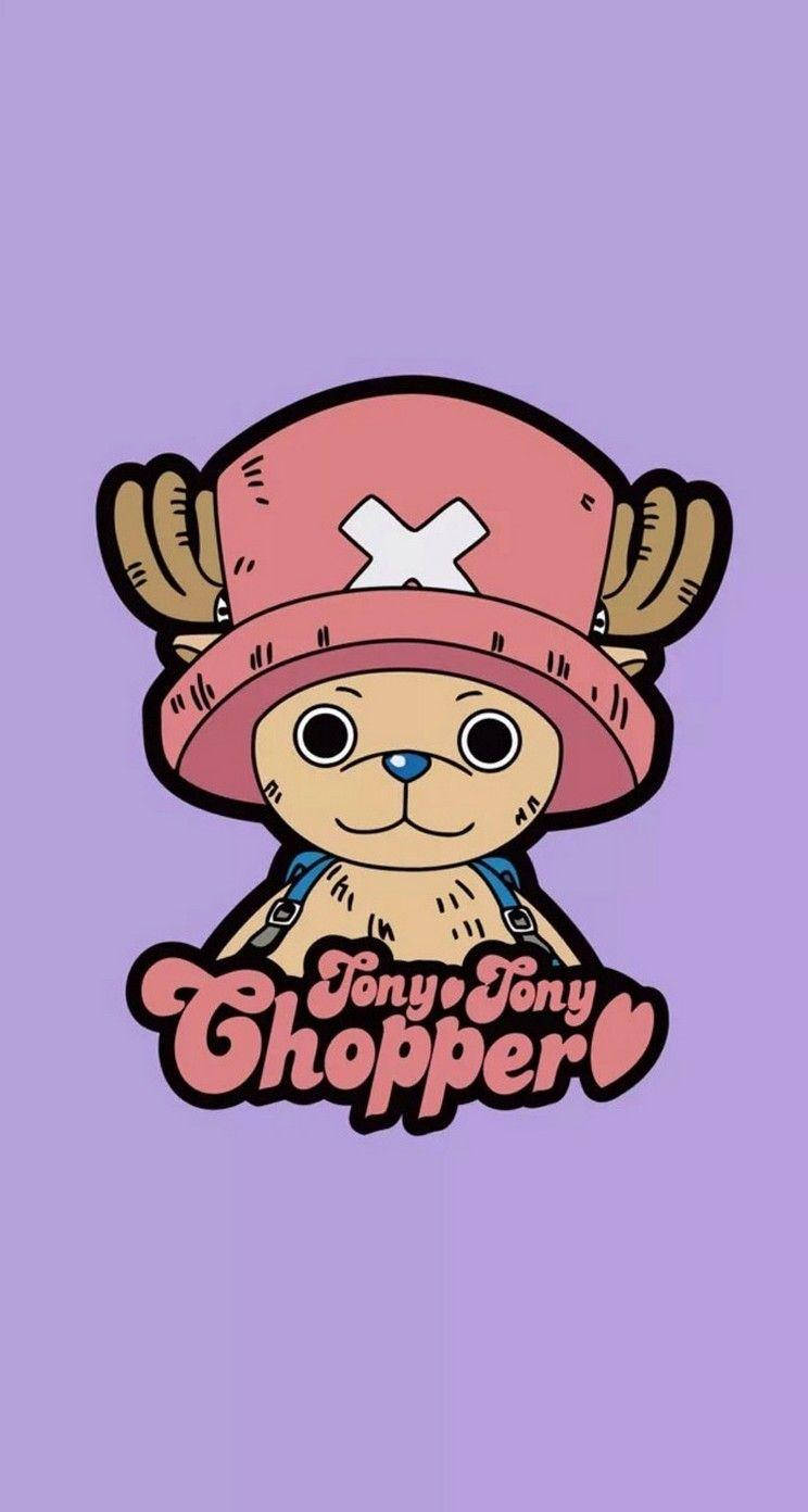 Download One Piece Phone Chopper On Purple Background Wallpaper