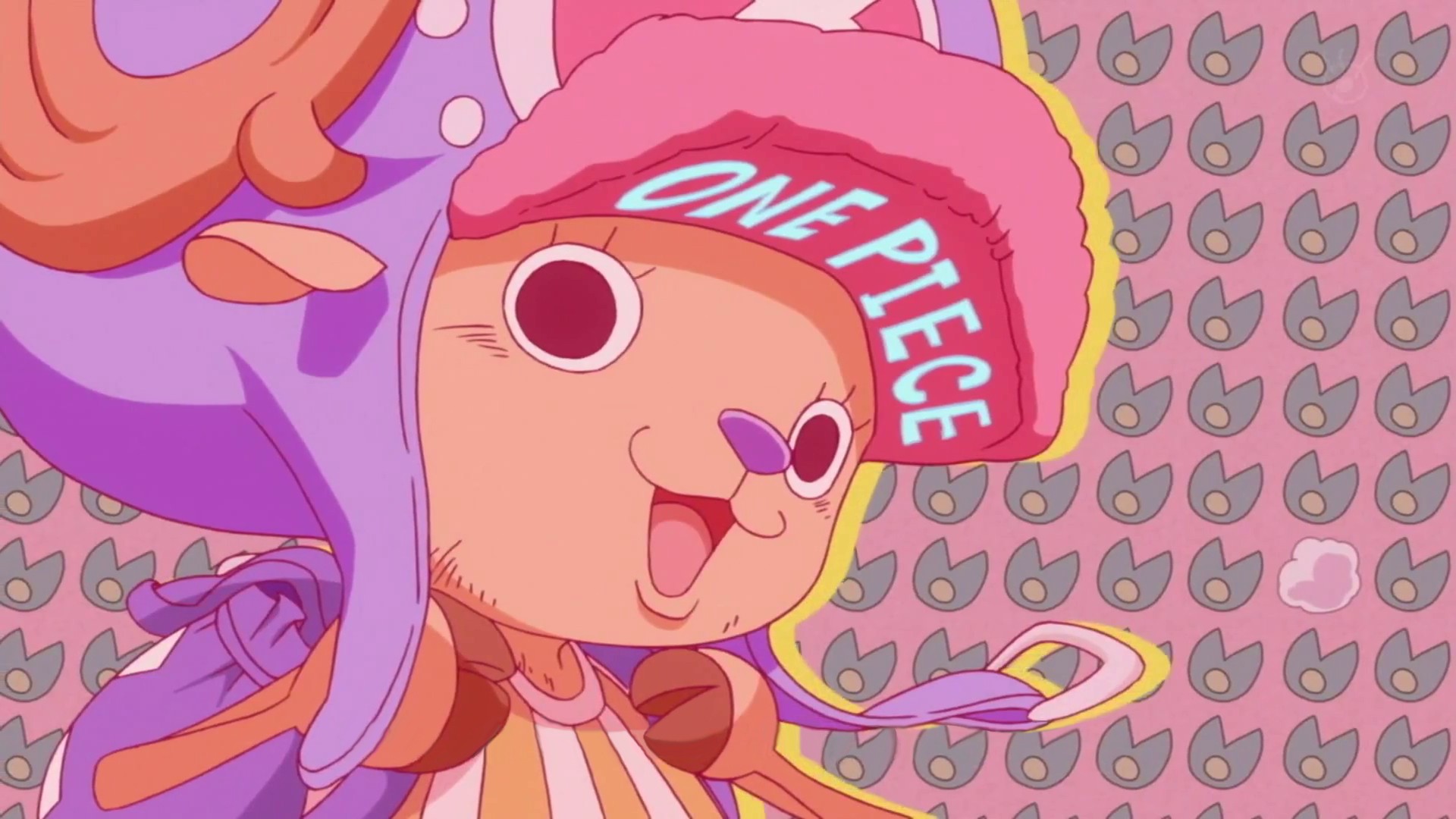 Wallpaper, illustration, anime, red, purple, cartoon, mouth, nose, One Piece, pink, happiness, Tony Tony Chopper, magenta, ART, girl, smile, graphics, 1920x1080 px, computer wallpaper, vertebrate, fictional character, organ, fiction, mythical creature