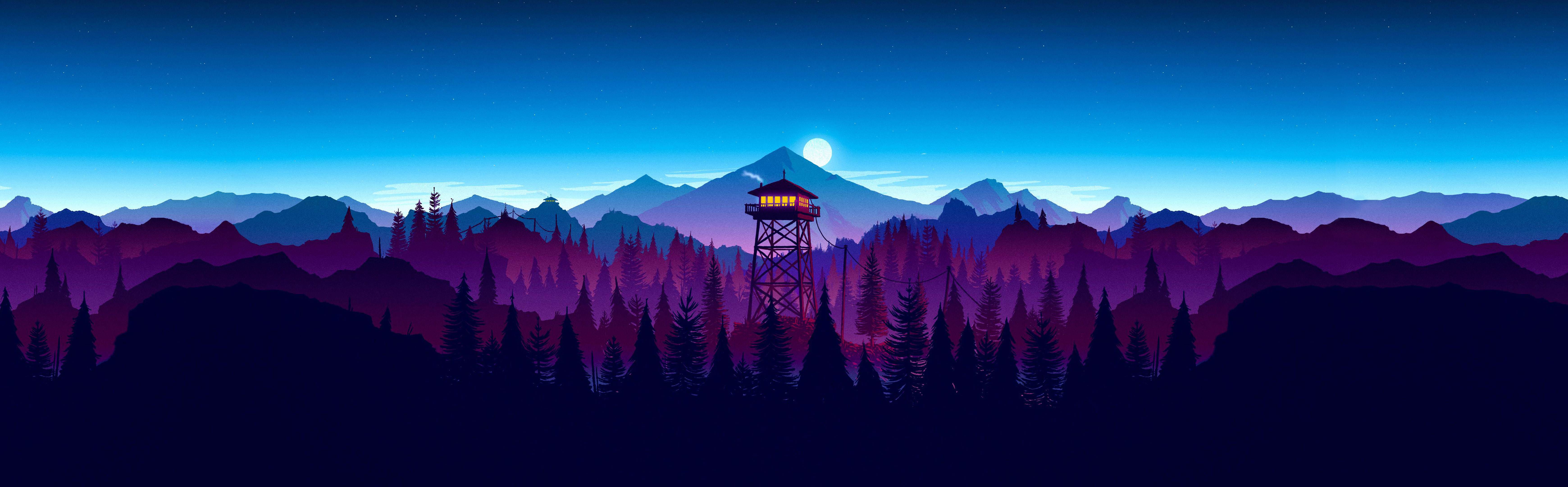 Has Anyone 7680x2106 wallpaper? I have 2 4k monitors, and I can't find a single image of that size. In the meanwhile a nice image of firewatch for you guys [6960x2160]