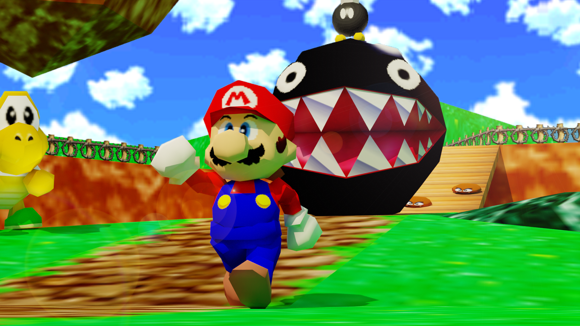 Mario being chased by chain chomp [1920x1080]