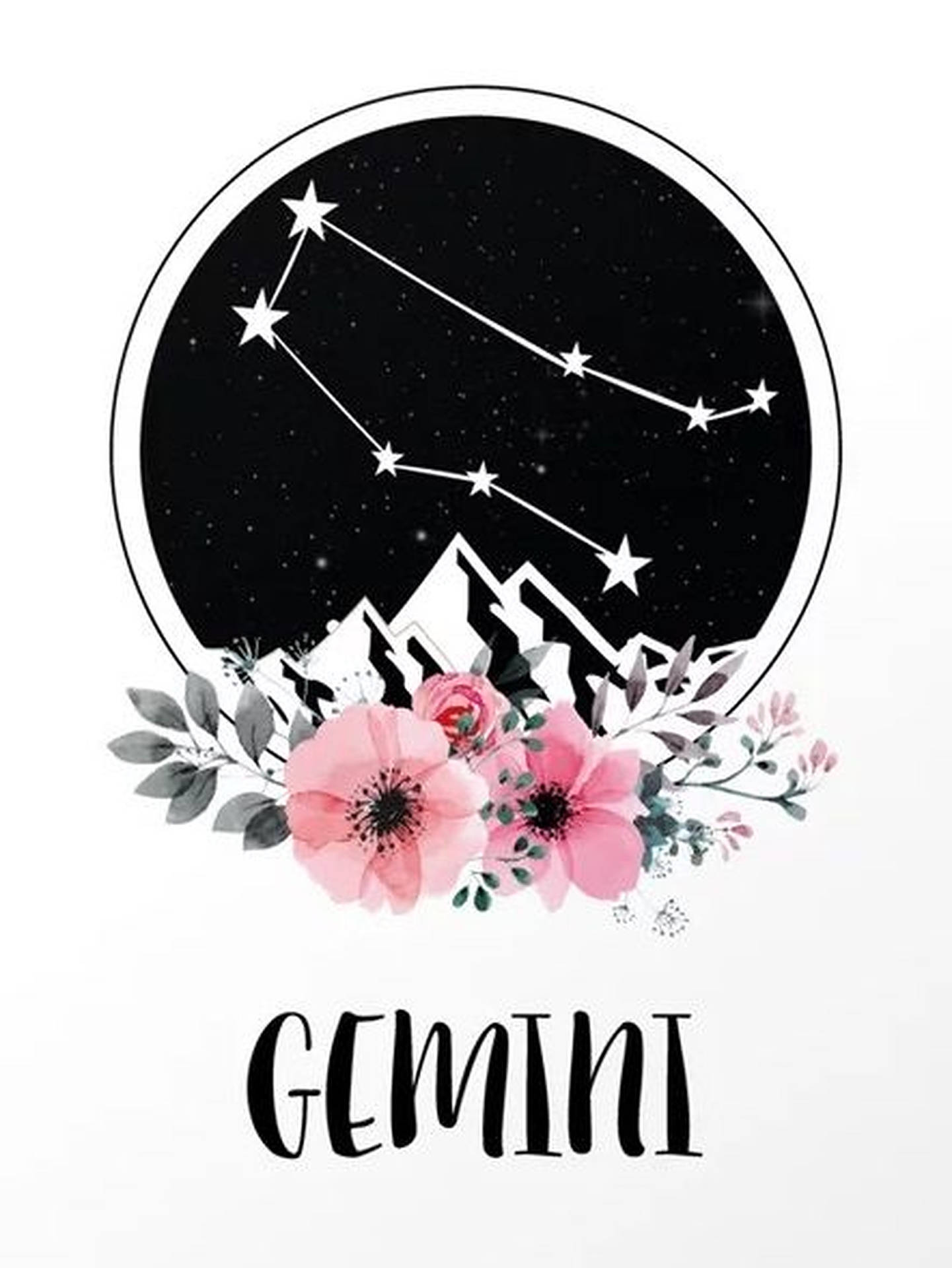 Download Gemini Zodiac Pink Flowers Wallpaper