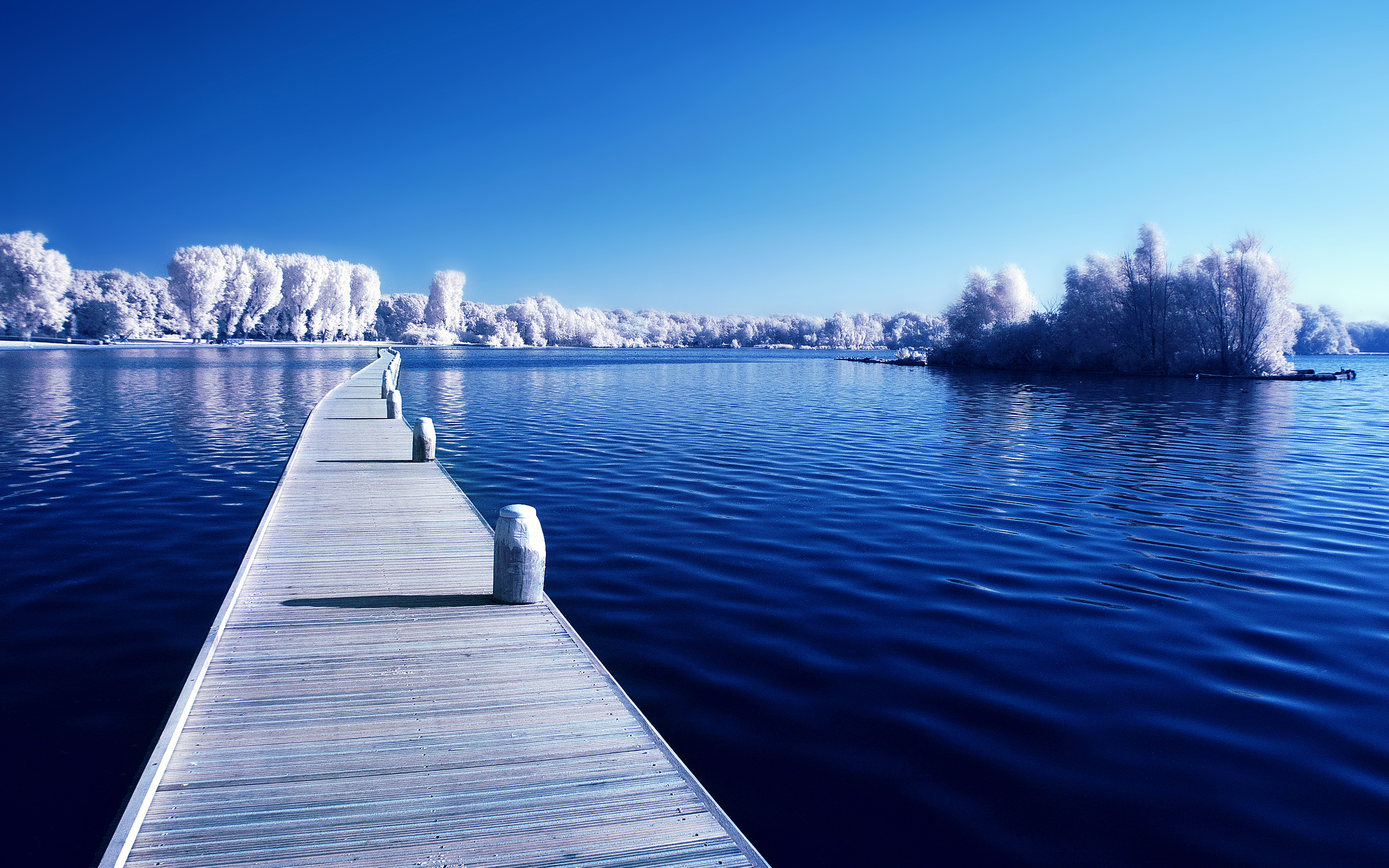 Prefect winter wooden path on lake wide winter wallpaper Hand Picked