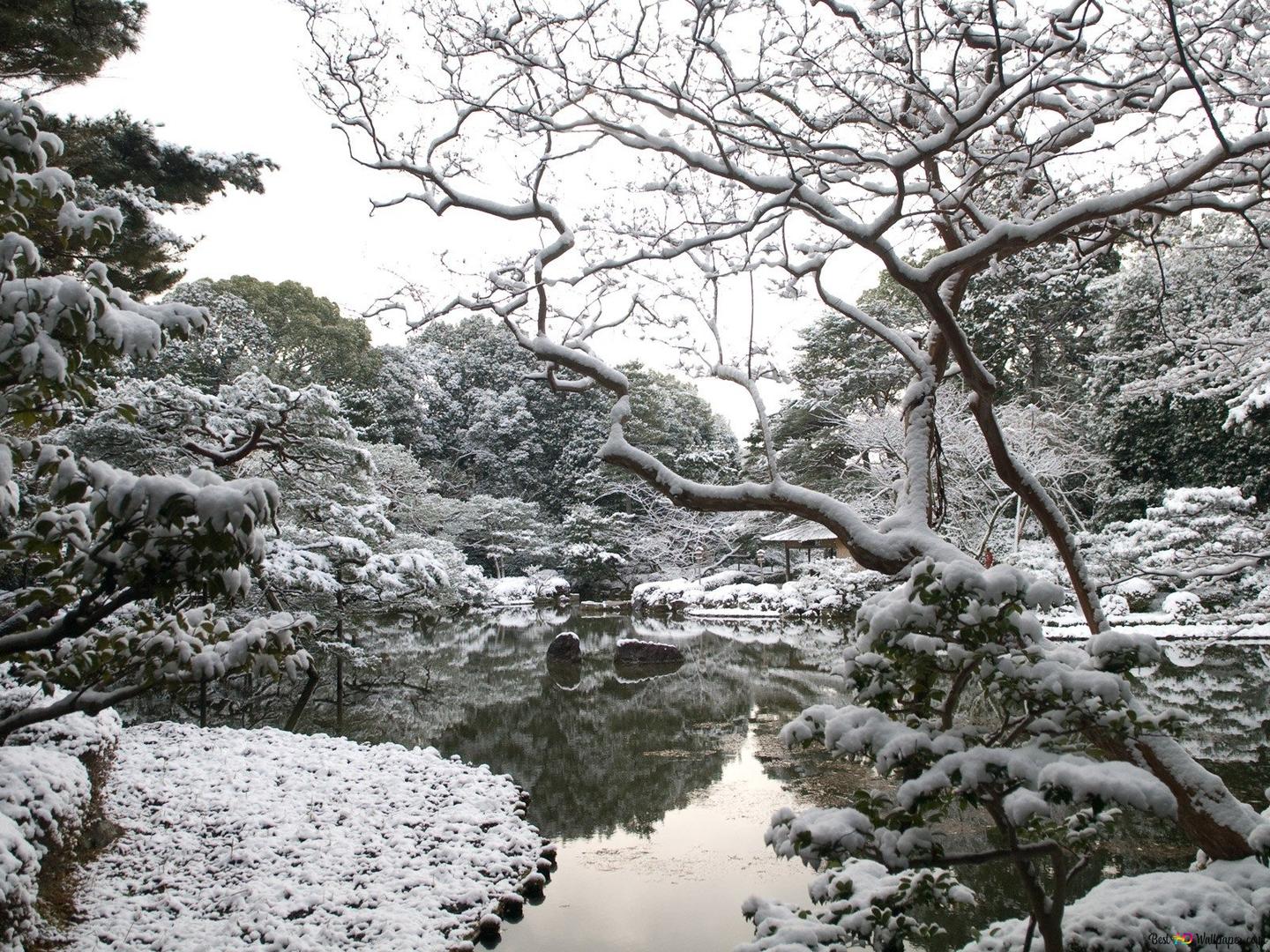 Hiean Jingu Garden In Winter HD Wallpaper Download