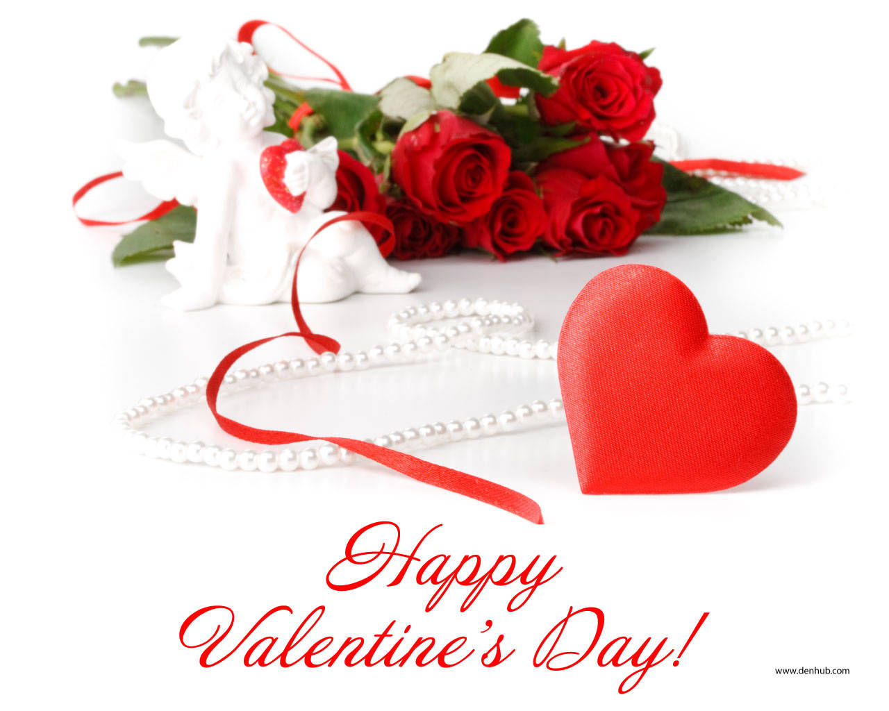 Download Valentine's Day Greetings And Red Roses Wallpaper