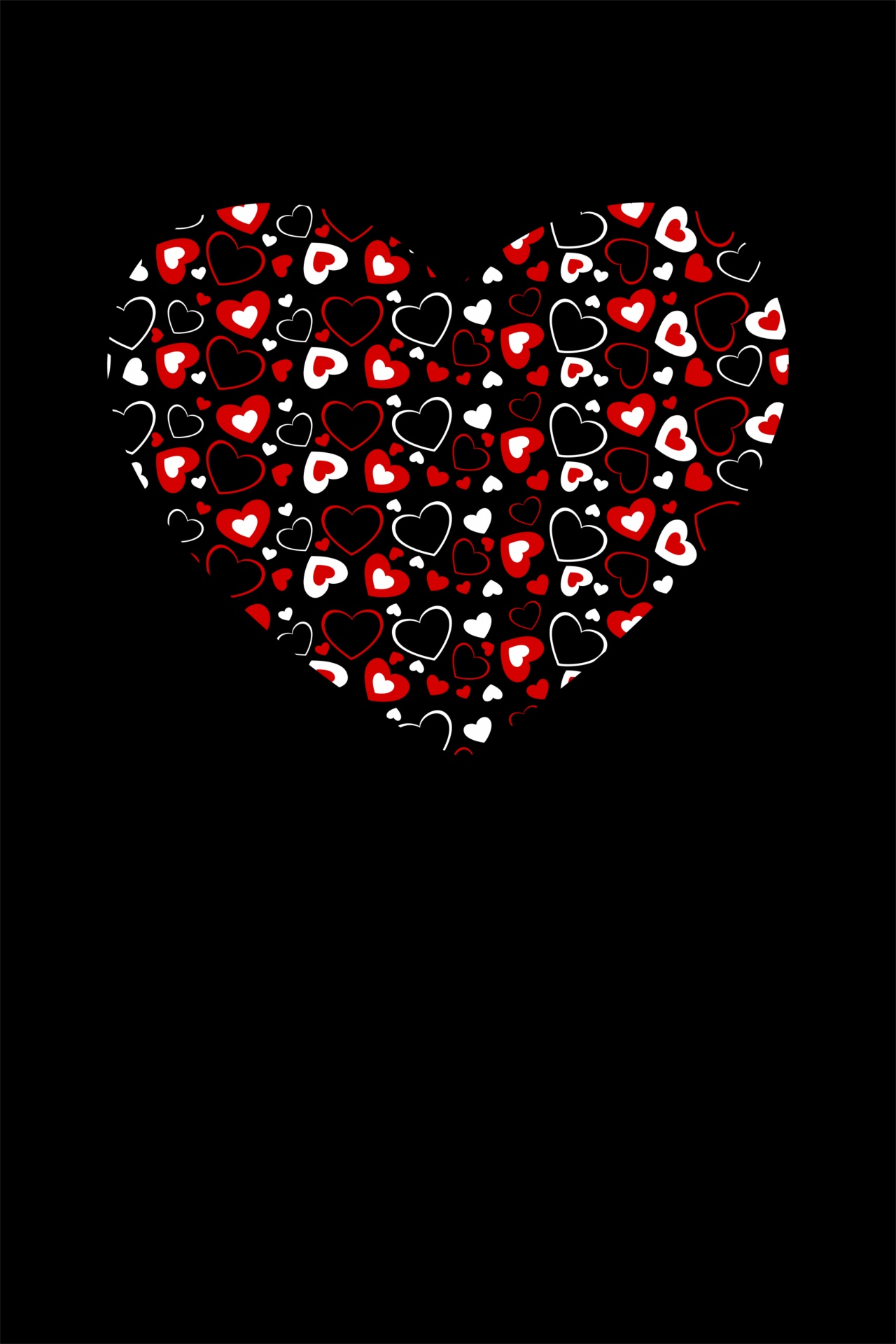 Download free photo of Heart, shape, red, white, black background