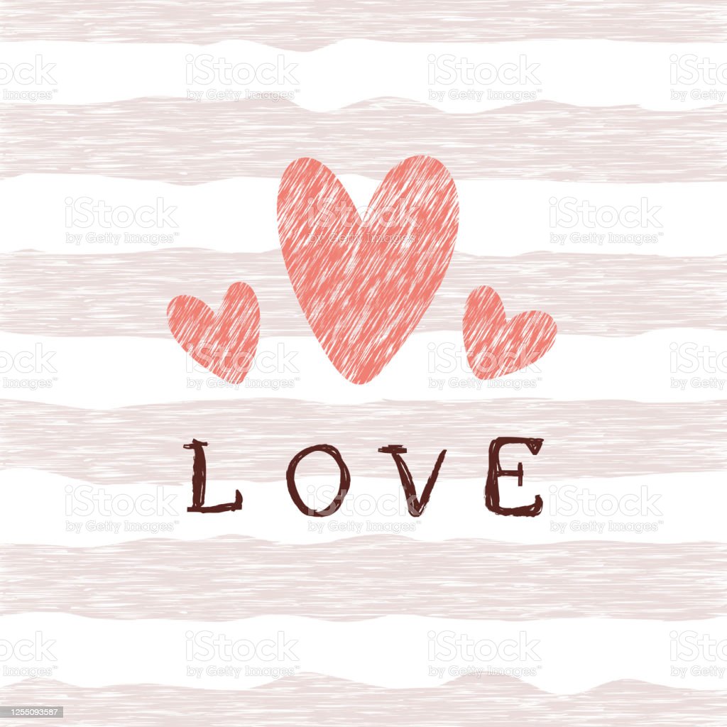 Retro Pattern With Grunge Heart Blue Lines And Lettering Love Valentines Day Background Illustration Can Be Used For Wallpaper Holiday Design Pattern Fills Web Page Background Wrapping Paperlove Pattern Drawn Hand Seamless