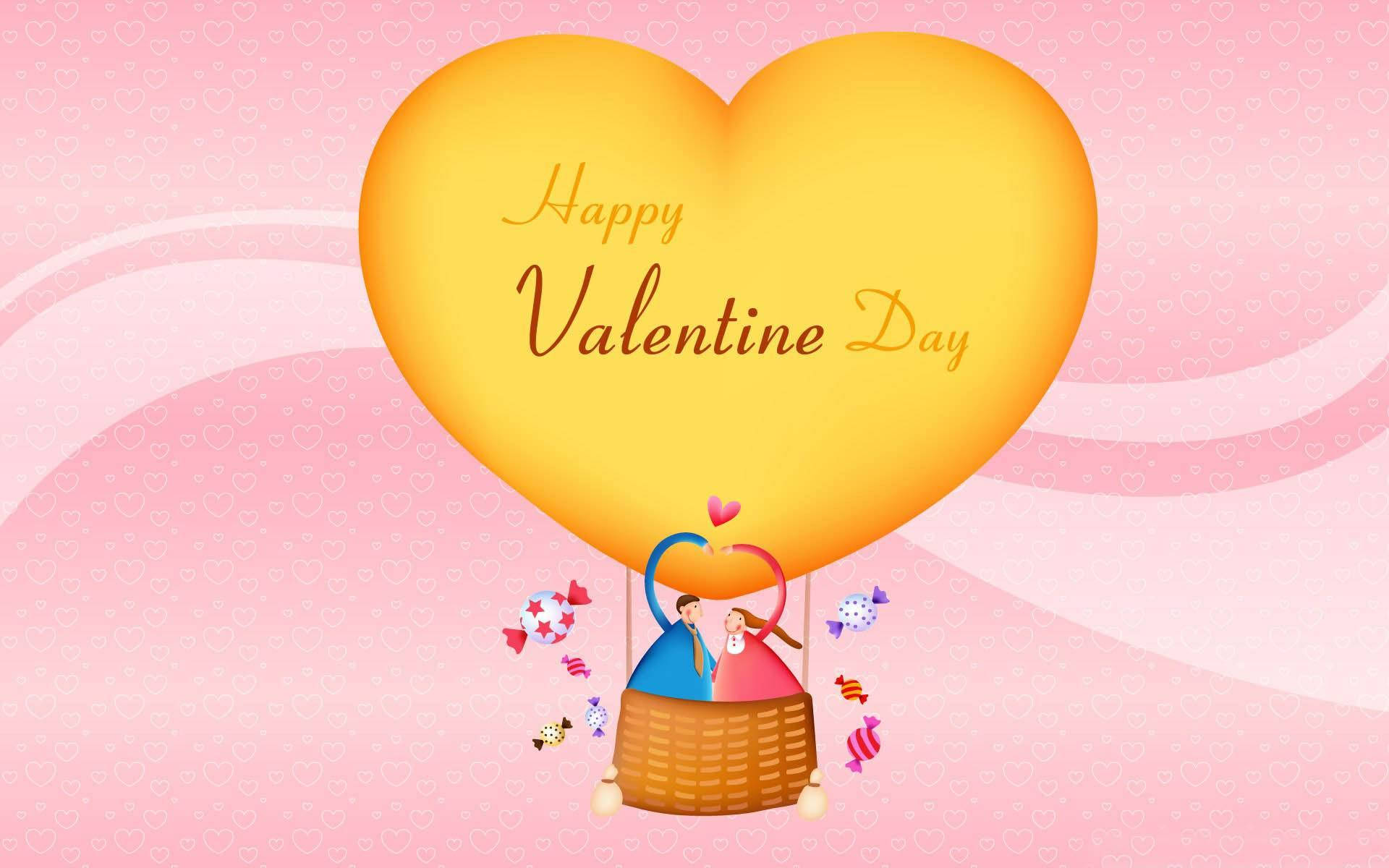 Download Cute Valentine's Day Yellow Heart Balloon Wallpaper