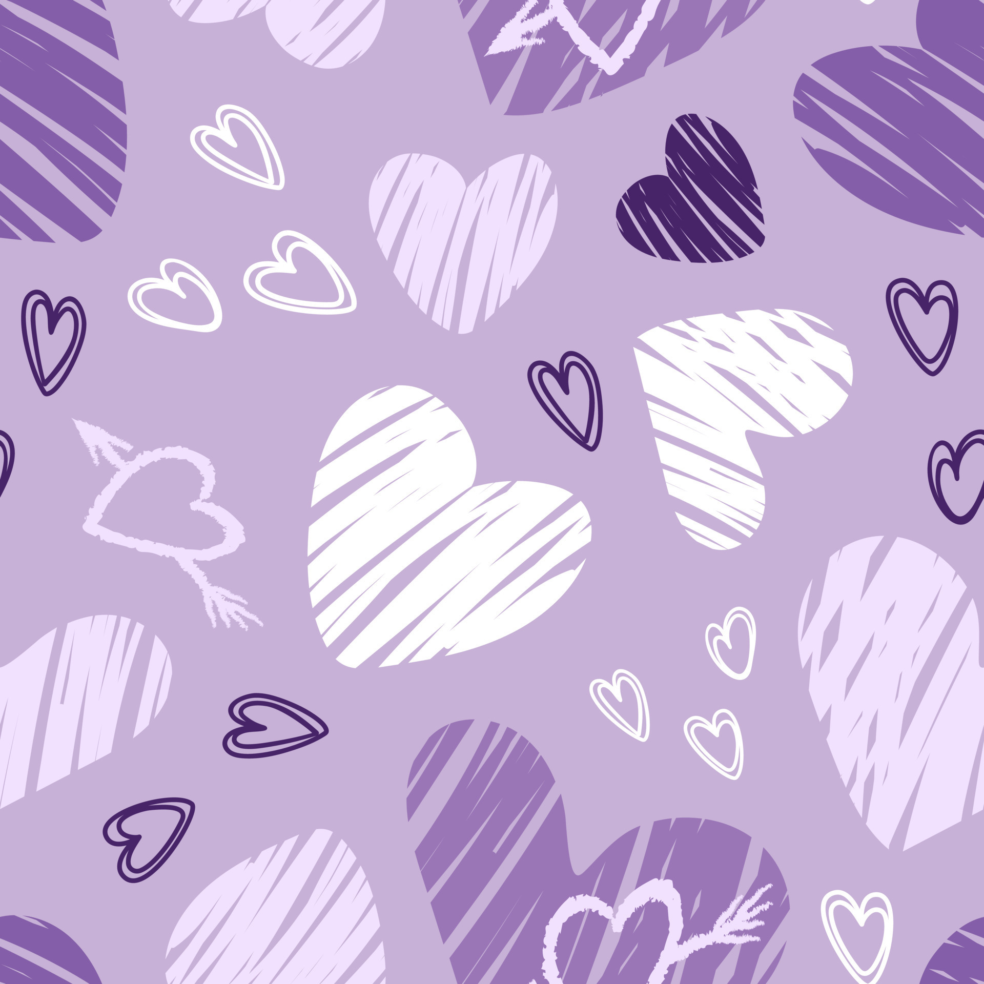 Valentines Day. Hearts. Bold modern pattern, graffiti. Bright vector illustrations with grunge textures in a sketch style. For wallpaper, weddings, fabric, wrapping, background