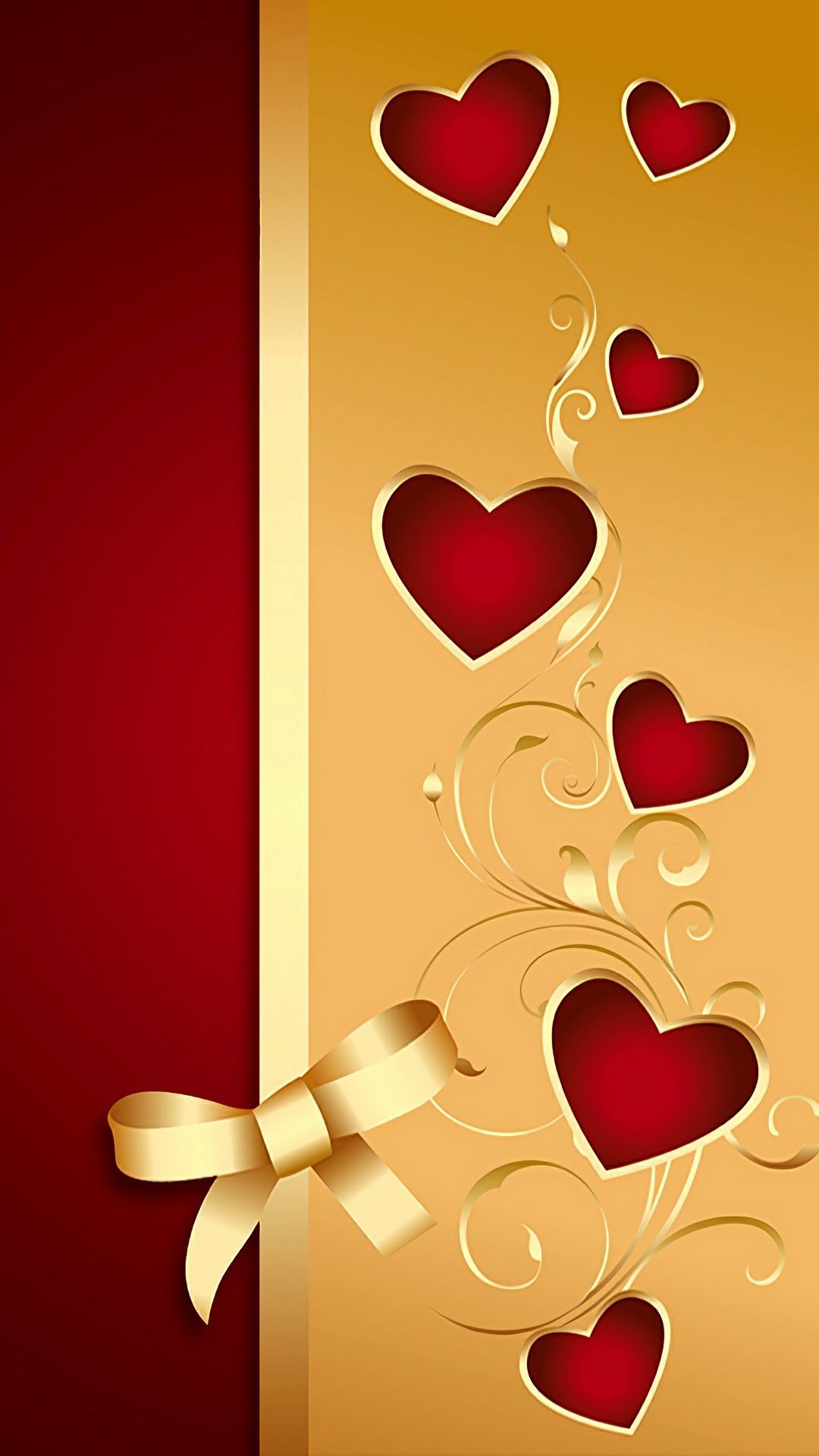 Red n gold hearts. Valentines wallpaper, Heart wallpaper, Bow wallpaper
