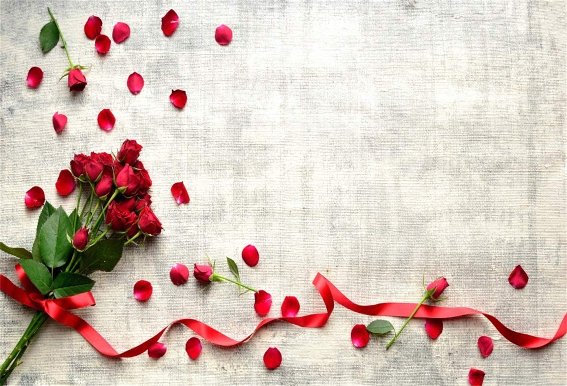 CSFOTO 6x4ft Background Red Rose Bouquet with Ribbon Petal Grunge Photography Backdrop Blossom Floral Holiday Surprise Valentine Day Lover Engagement Date Photo Studio Props Polyester Wallpaper