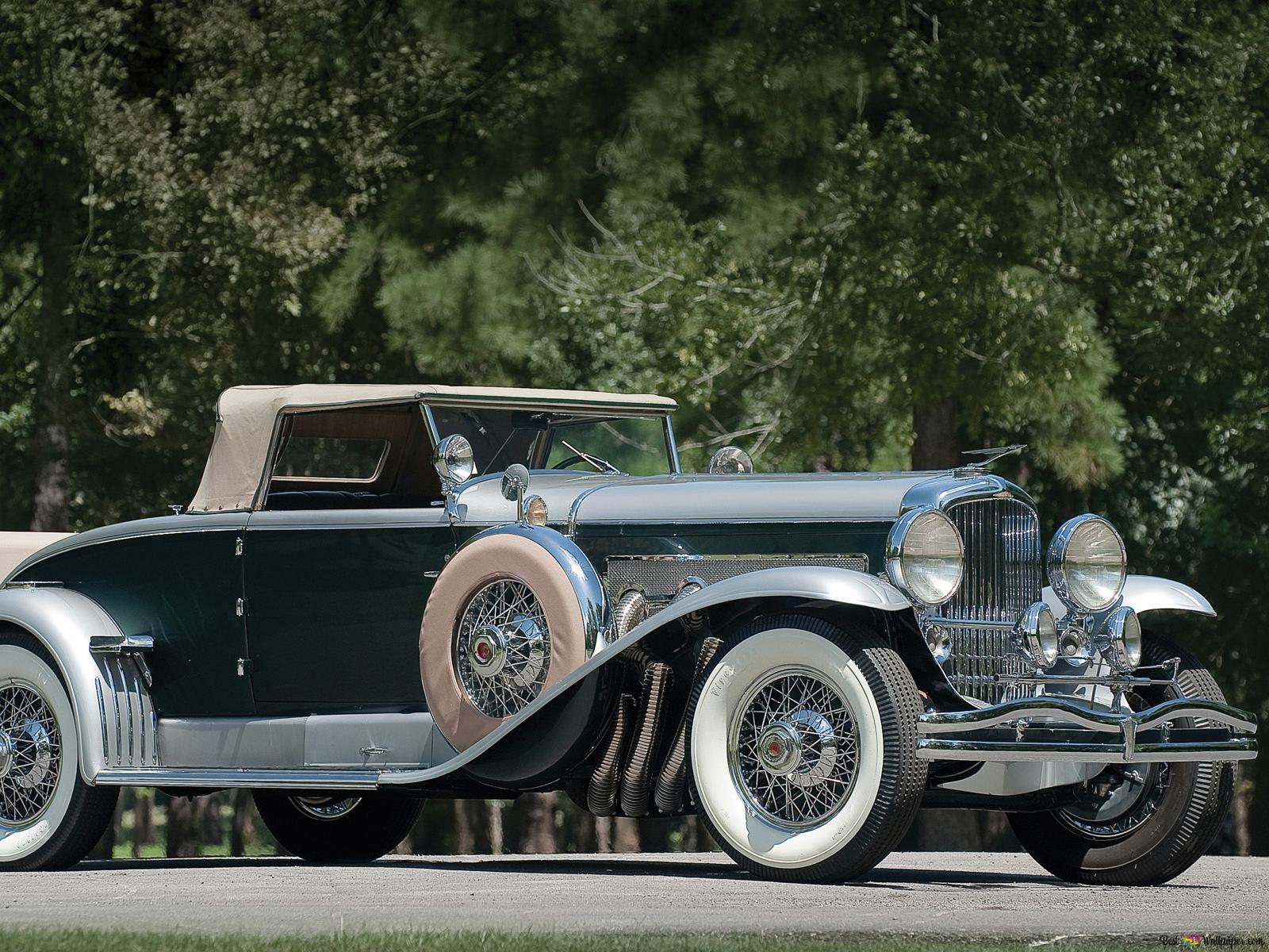 Black Duesenberg Model J classic car HD wallpaper download