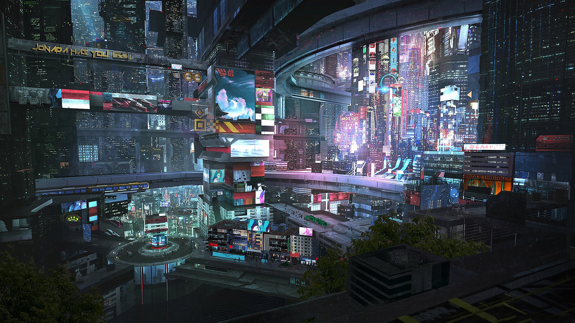 Download 1920 X 1080 Gaming Cyberpunk City Wallpaper