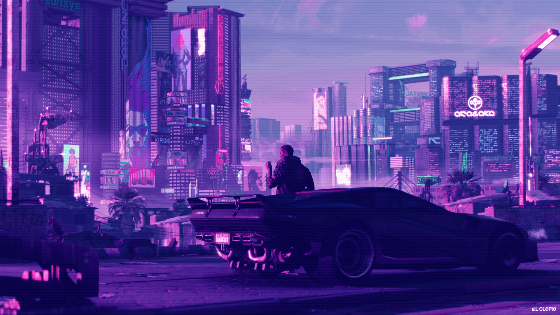 Wallpaper, Cyberpunk synthwave, car 1920x1080