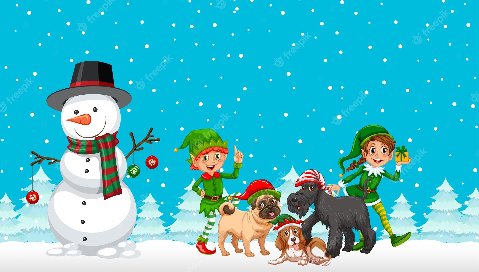 Cartoon Christmas Background Image