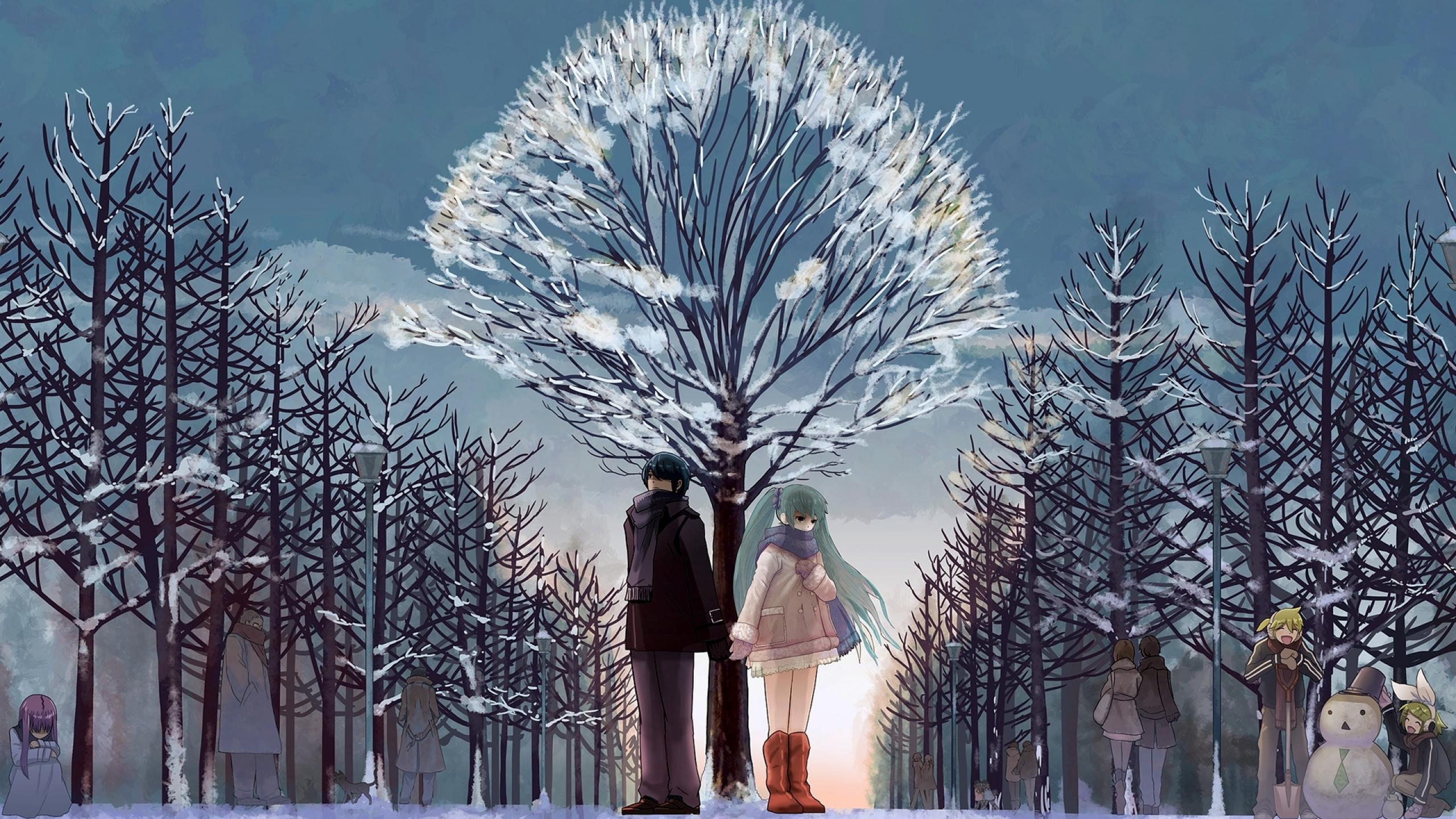 Cute Snow Couple Love Wallpaper