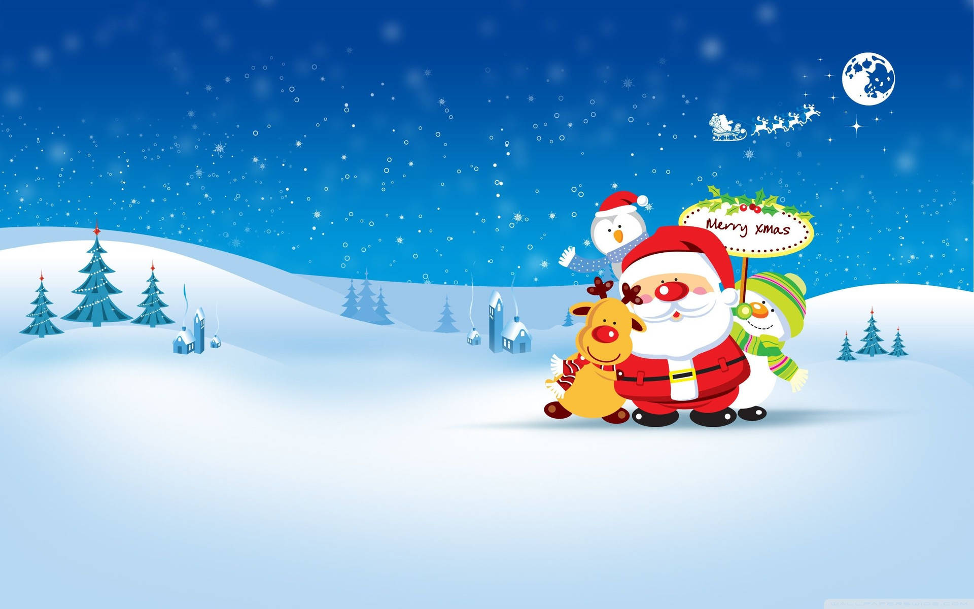 Download Christmas Aesthetic Desktop Blue Snow Santa Wallpaper