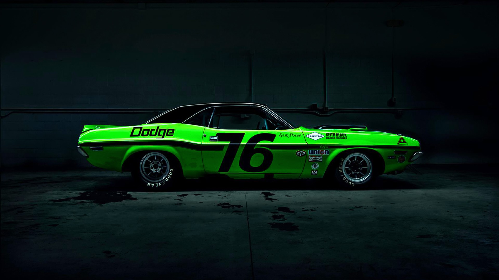 Desktop Wallpaper Dodge Challenger, Green Sports Car, Side View, HD Image, Picture, Background, Iricsg