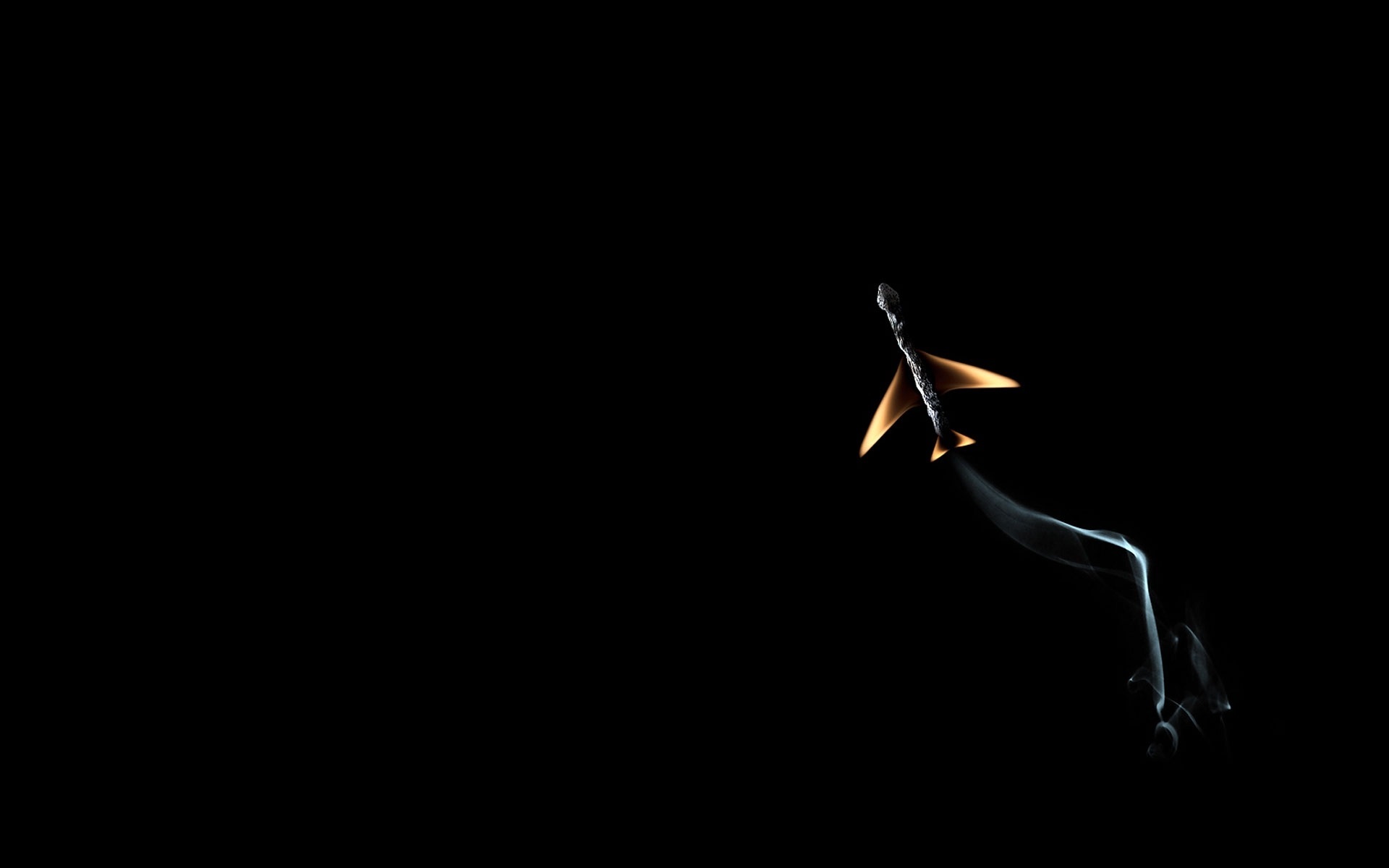 Download wallpaper the plane, creative, fire, smoke, match, black background, section minimalism in resolution 1920x1200