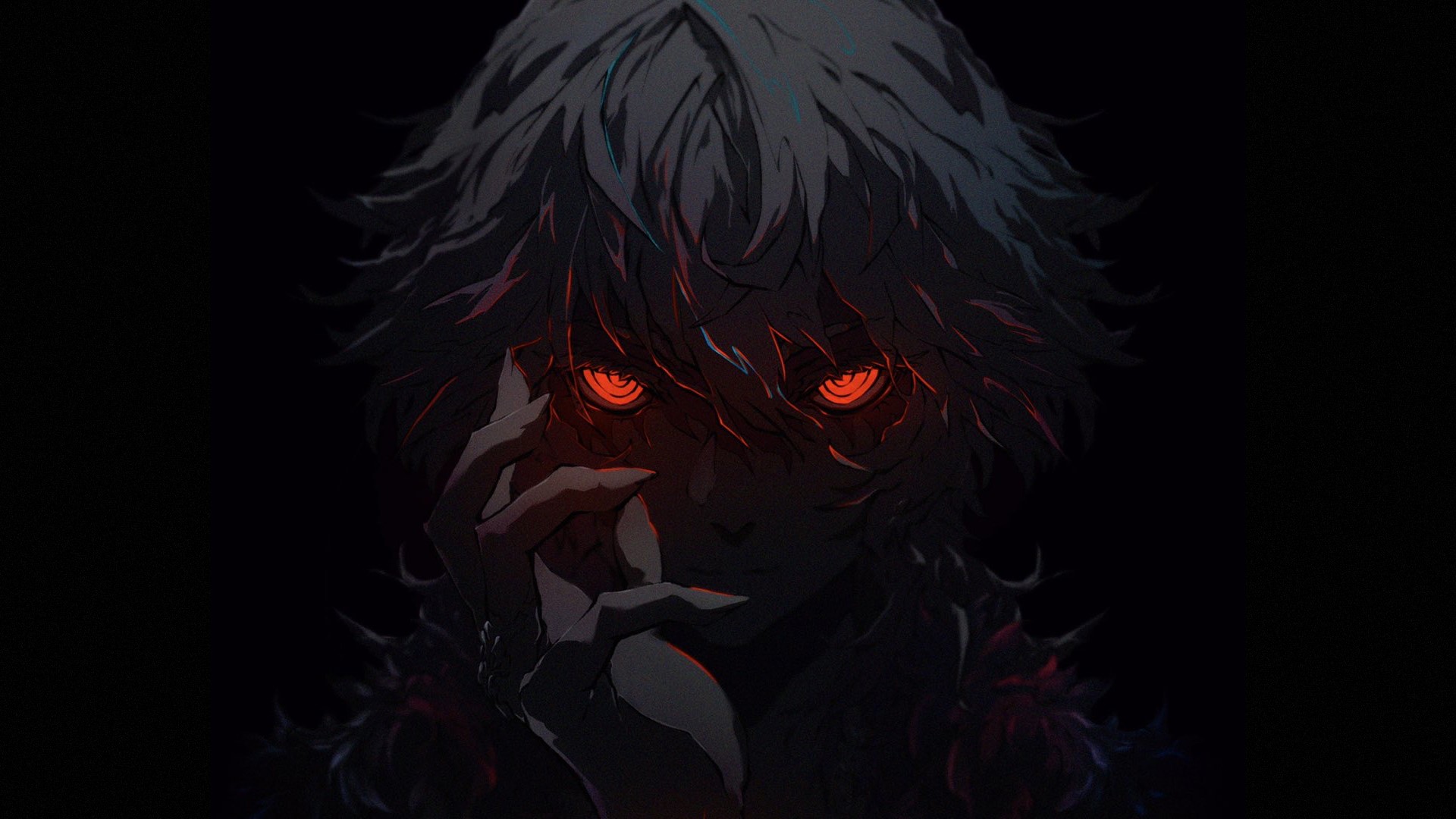 dark, anime, red eyes, dark background, face, glowing eyes, black background, looking at viewer Gallery HD Wallpaper
