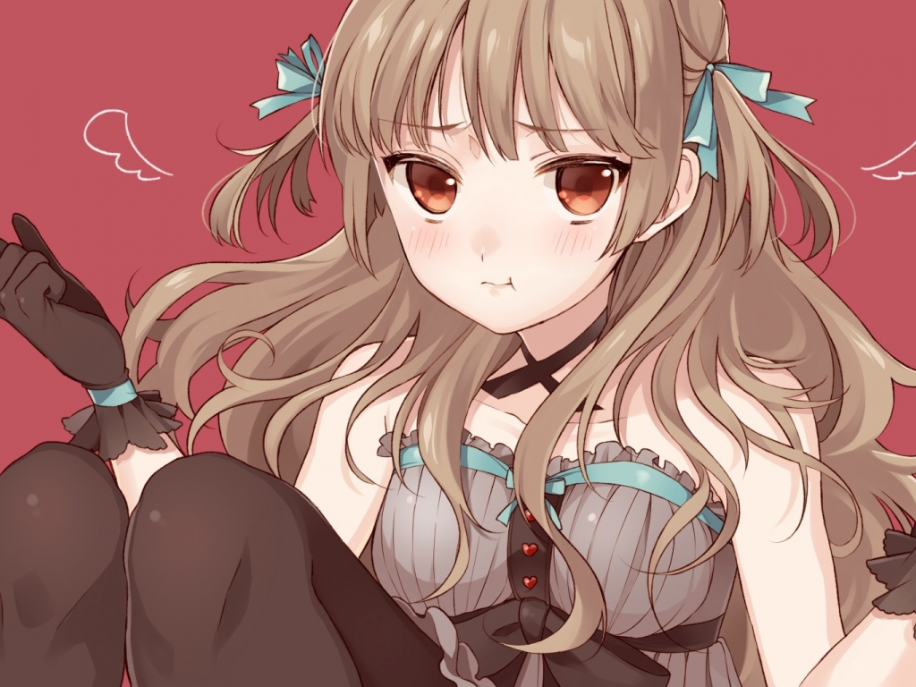 Wallpaper red eyes, cute, anime girl, angry desktop wallpaper, HD image, picture, background, 377544